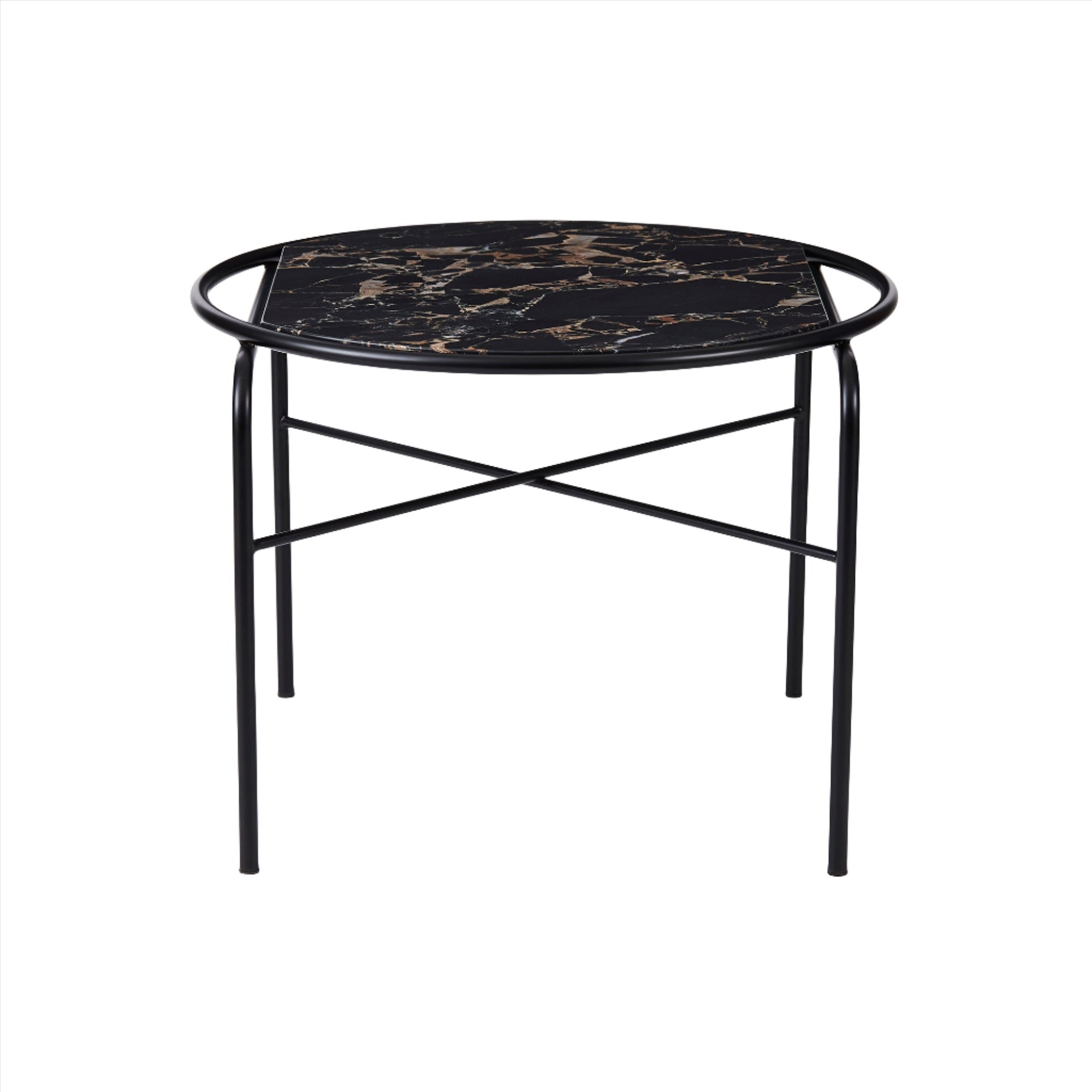 Secant Coffee Table: Round + Black + Black Gold Marble