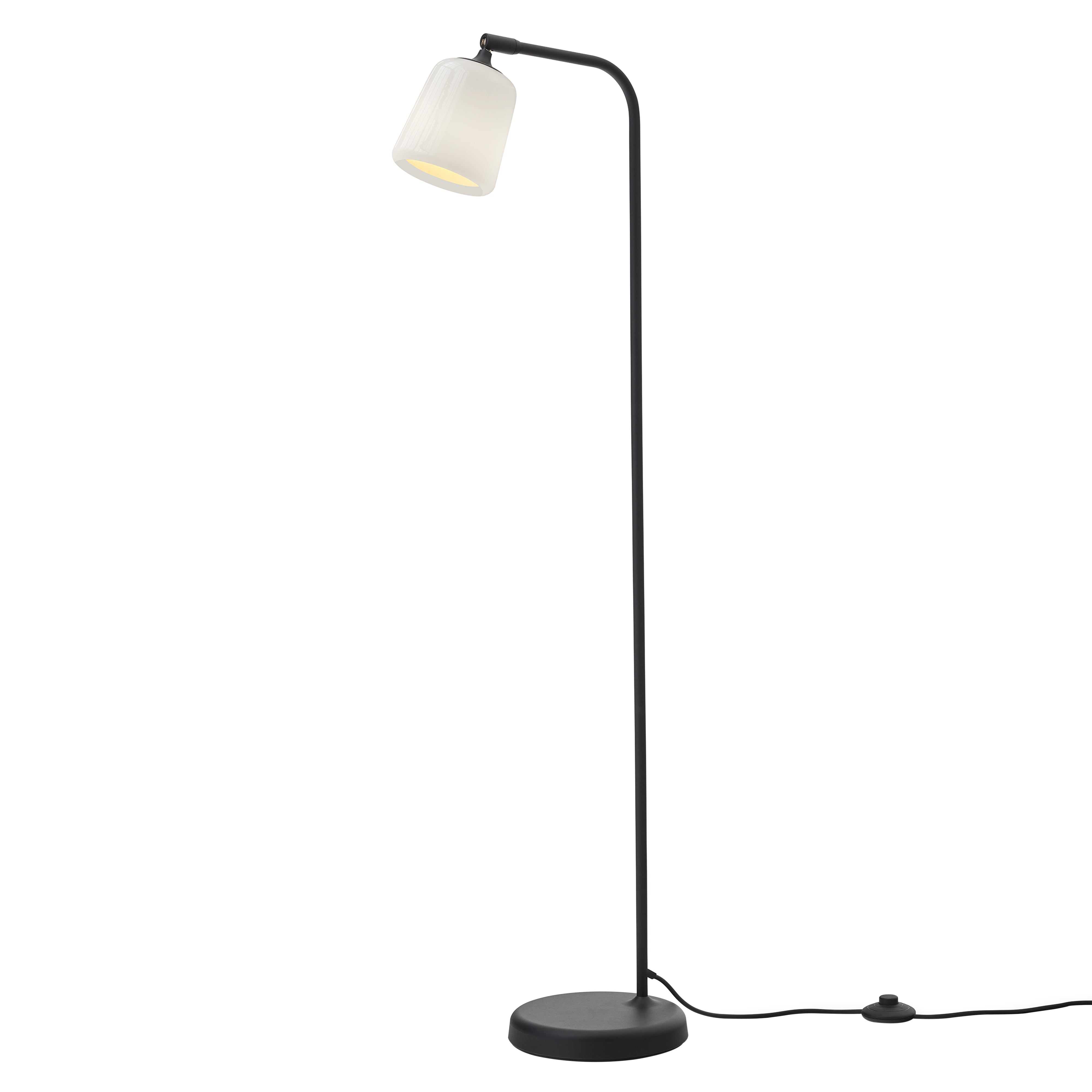 Material Floor Lamp: White Opal Glass