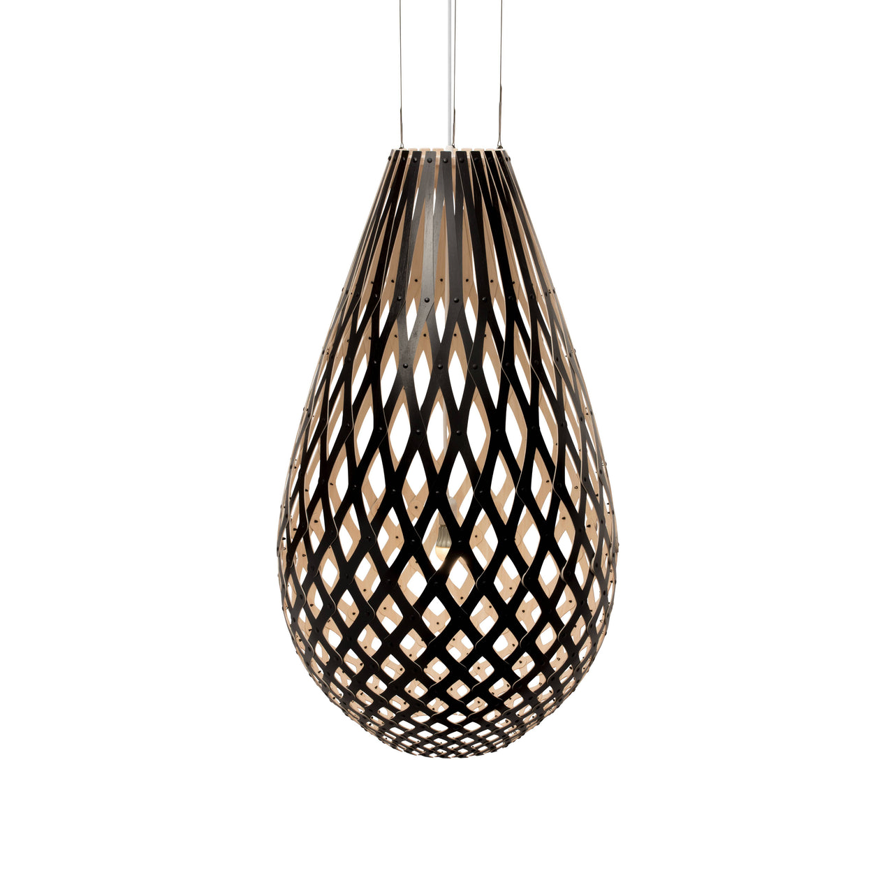 Kōura Pendant Light: XX Large + Black + Bamboo + White