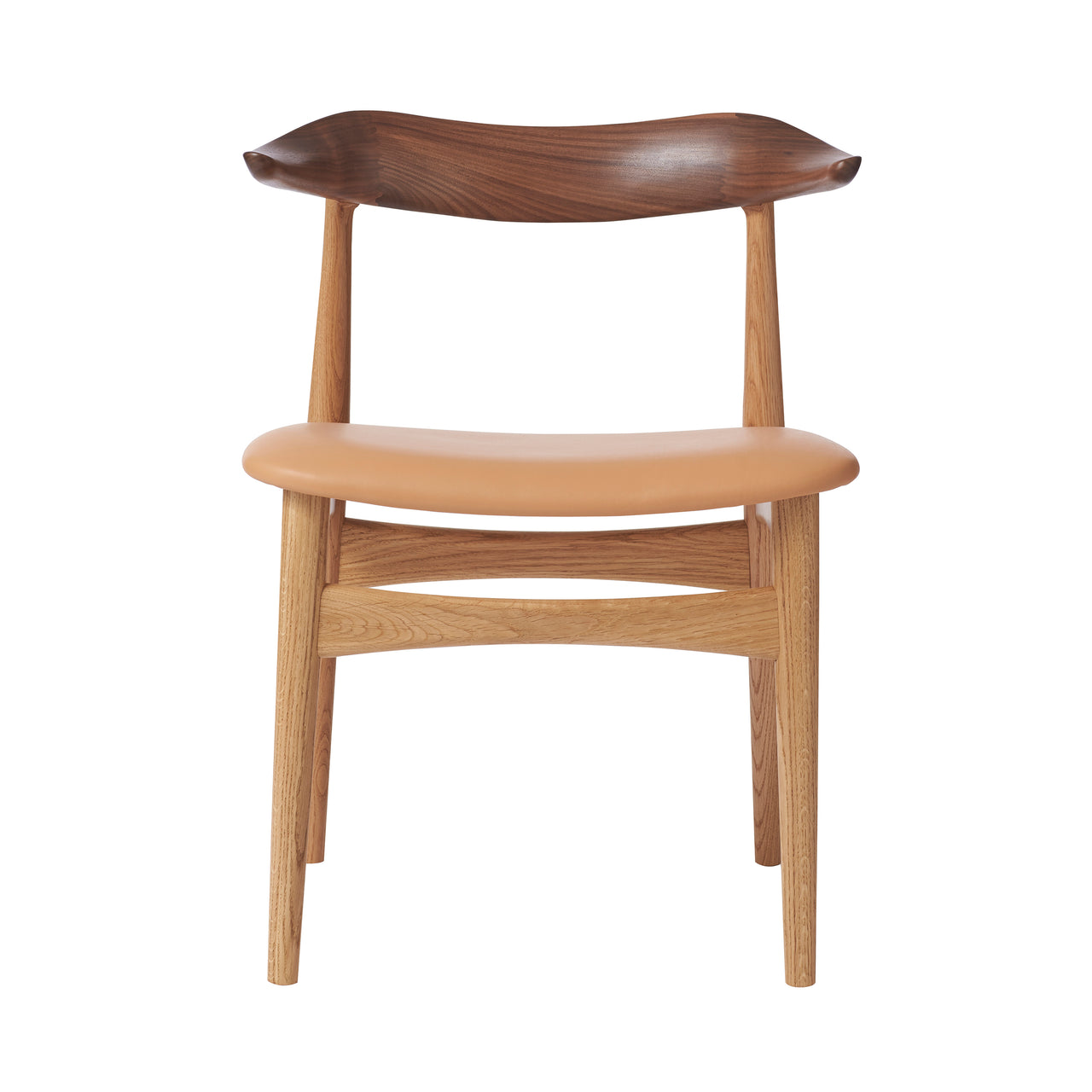 Cow Horn Dining Chair: White Oiled Oak + Walnut