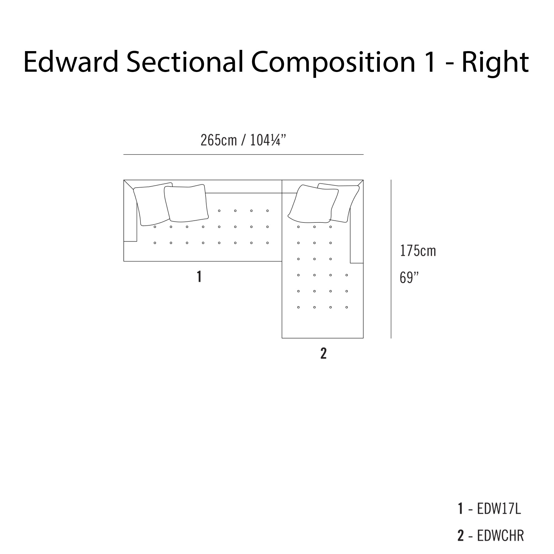 Edward Sectional Sofa: Compostion 1  + Right