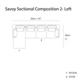 Savoy Sectional Sofa: Composition 2 + Left