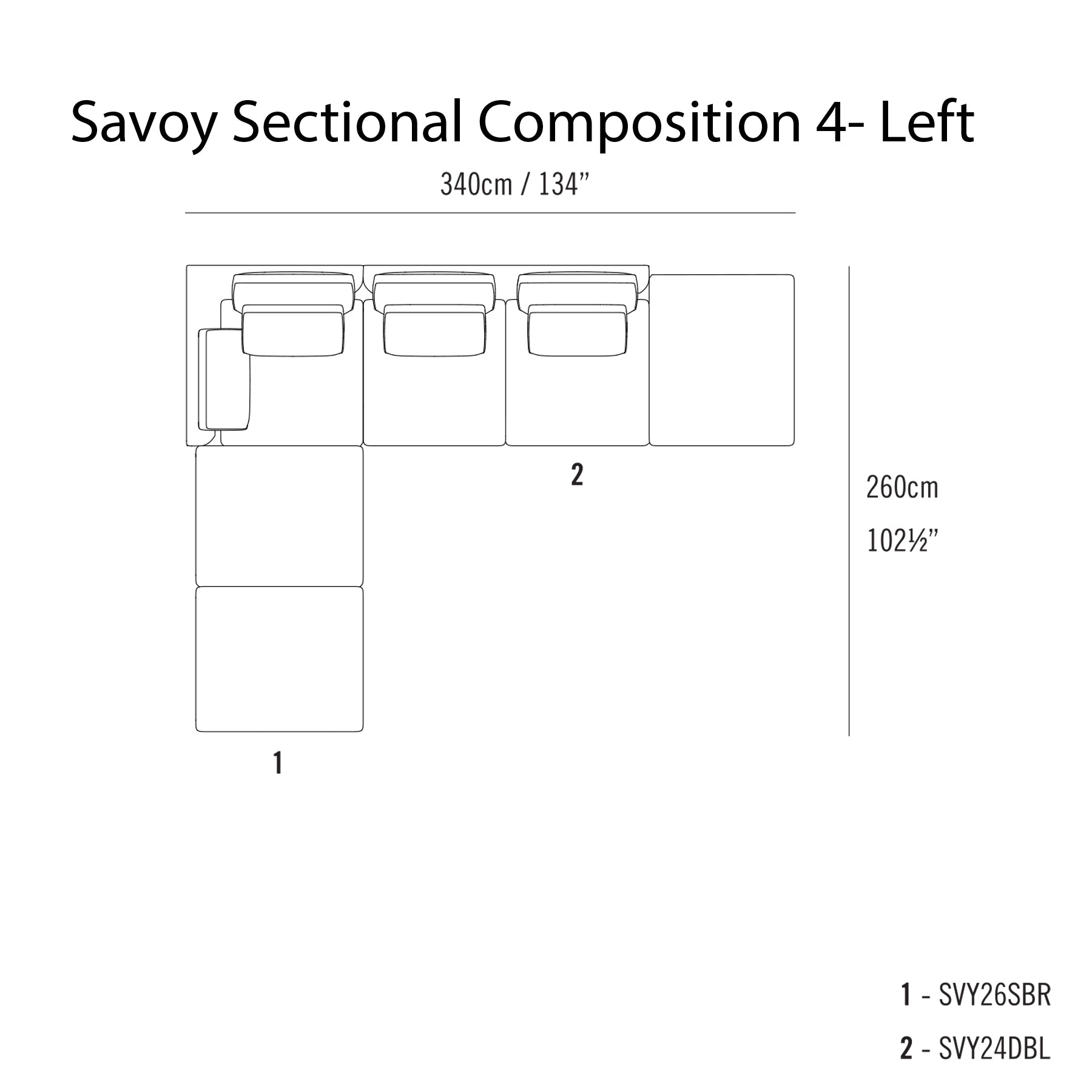 Savoy Sectional Sofa: Composition 4 + Left