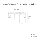 Savoy Sectional Sofa: Composition 1 + Right