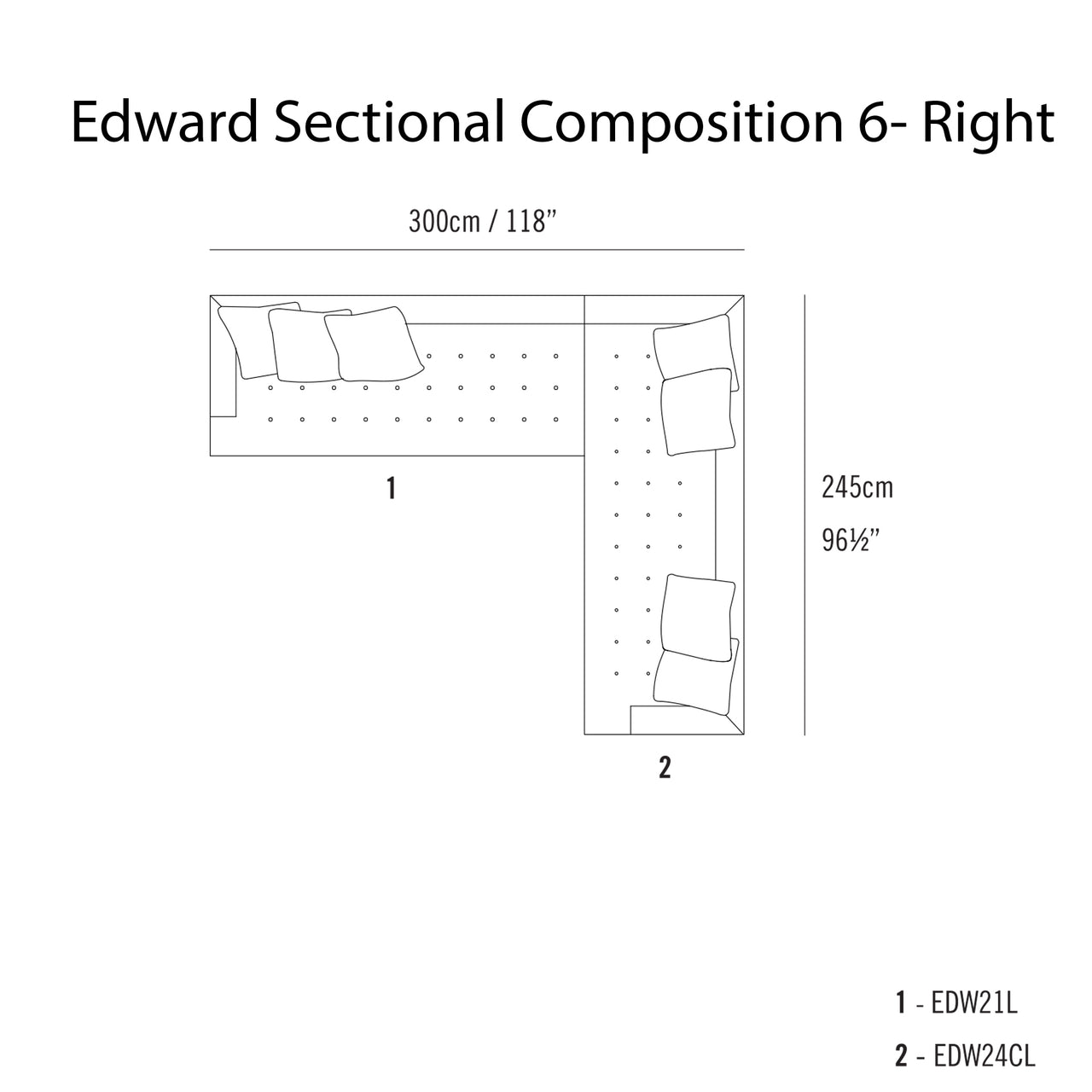 Edward Sectional Sofa: Compostion 6 + Right