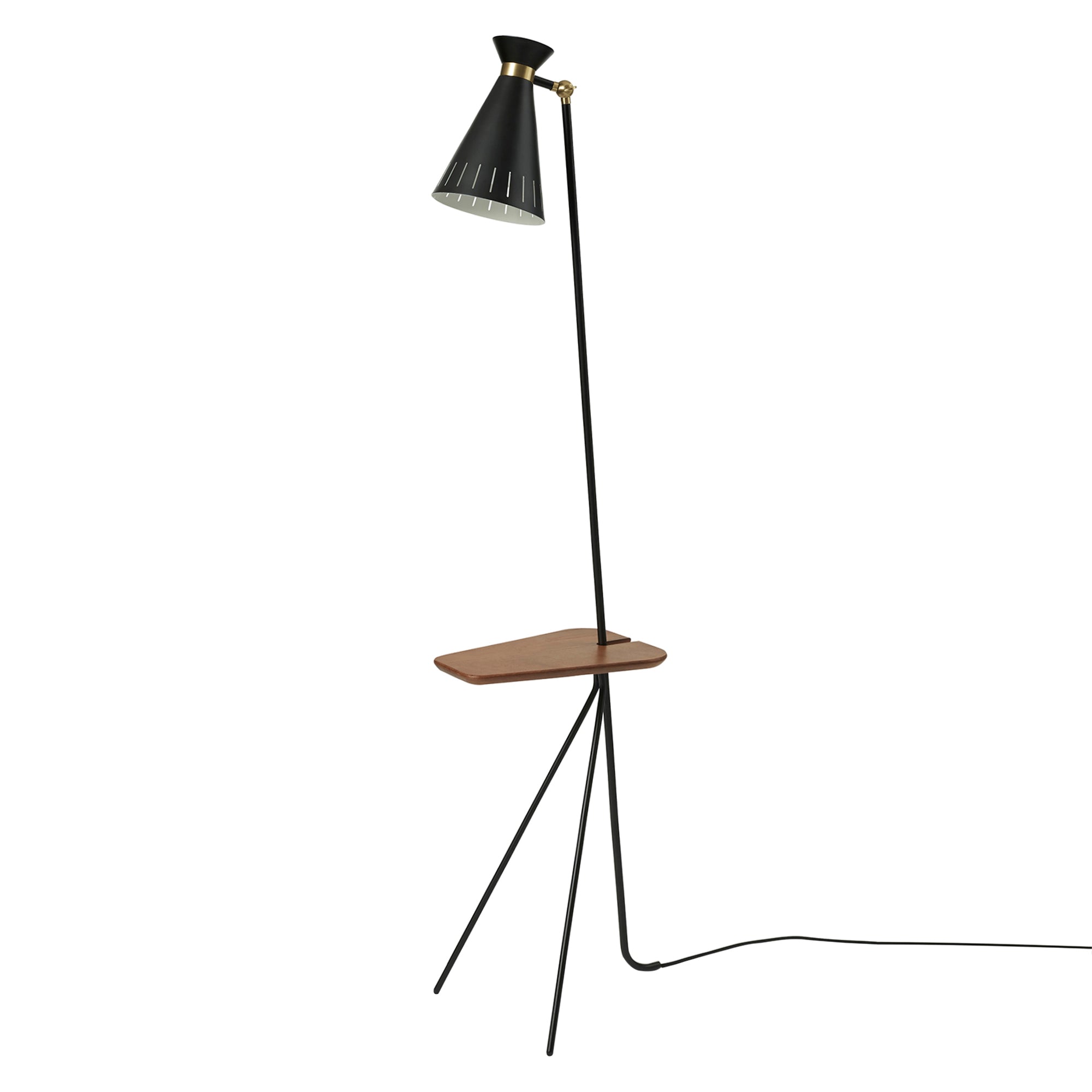 Cone Floor Lamp: Black Noir + Teak Oiled Oak