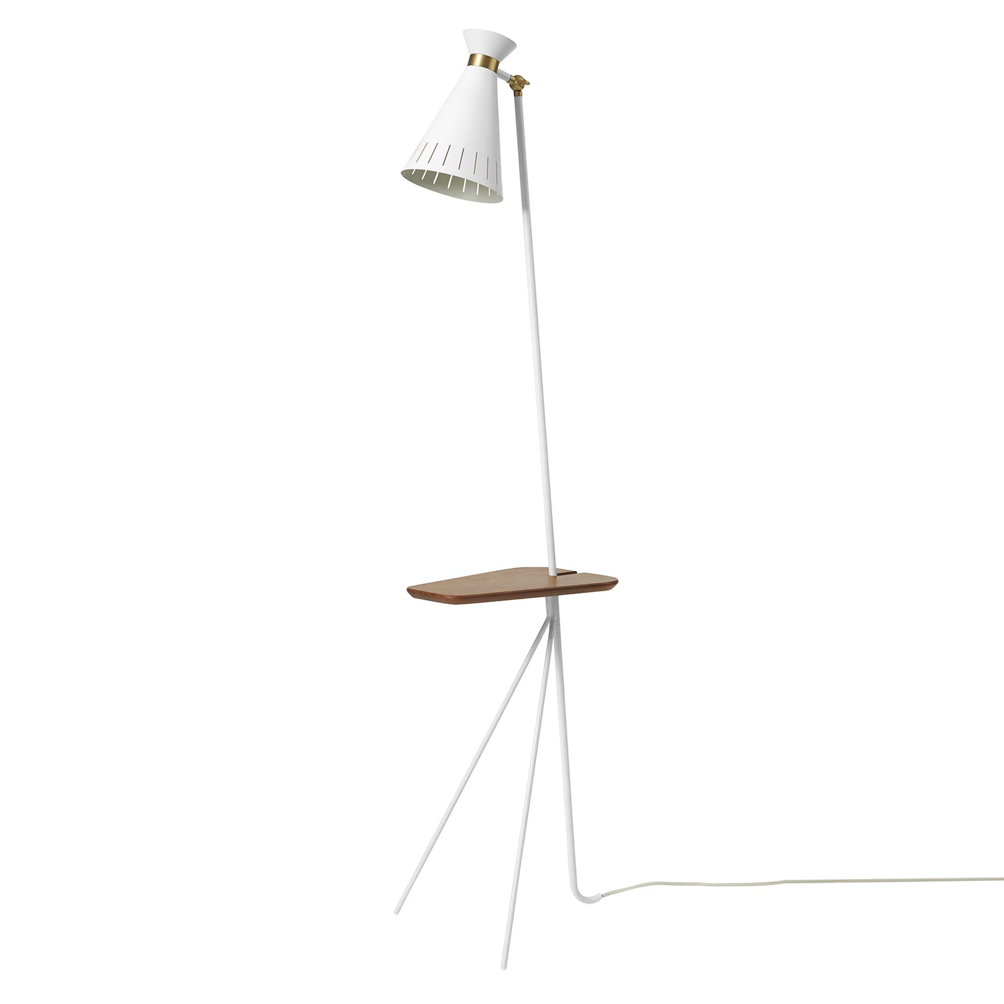 Cone Floor Lamp: White + Teak Oiled Oak