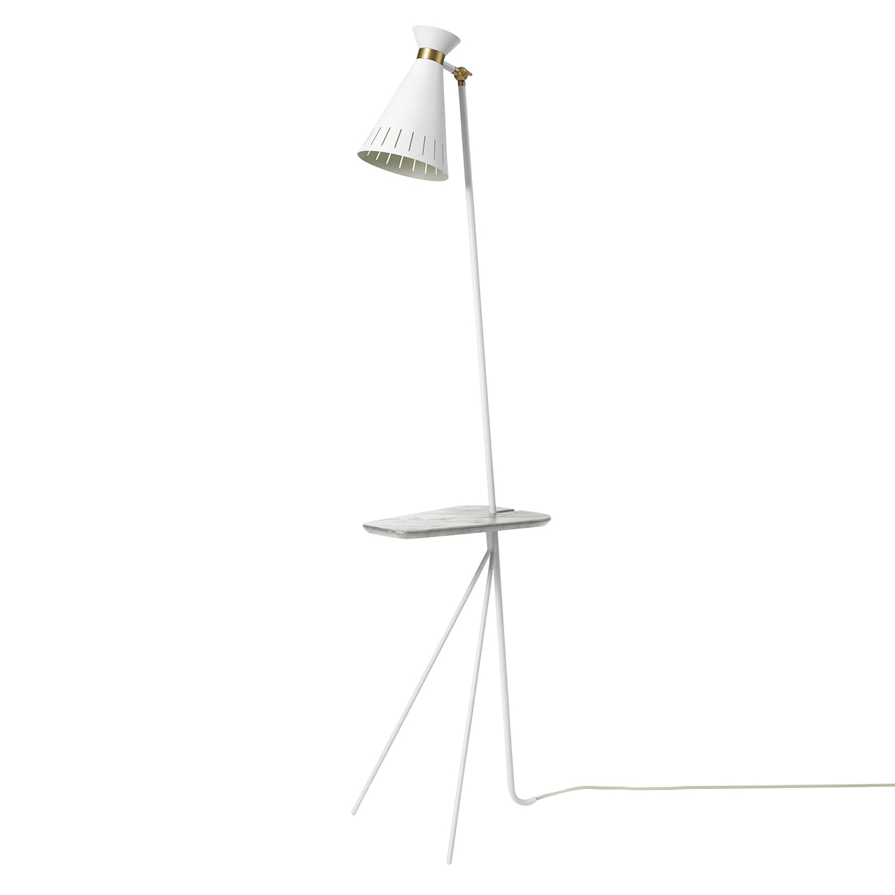 Cone Floor Lamp: White + Carrara Marble