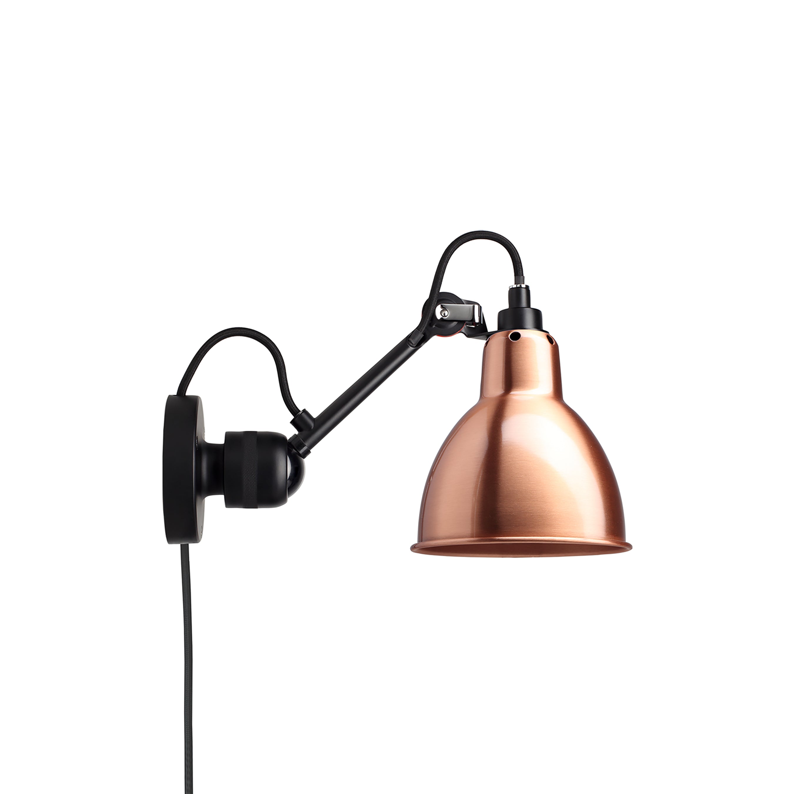 Lampe Gras N° 304 CA Wall Lamp: Black + Copper + Round