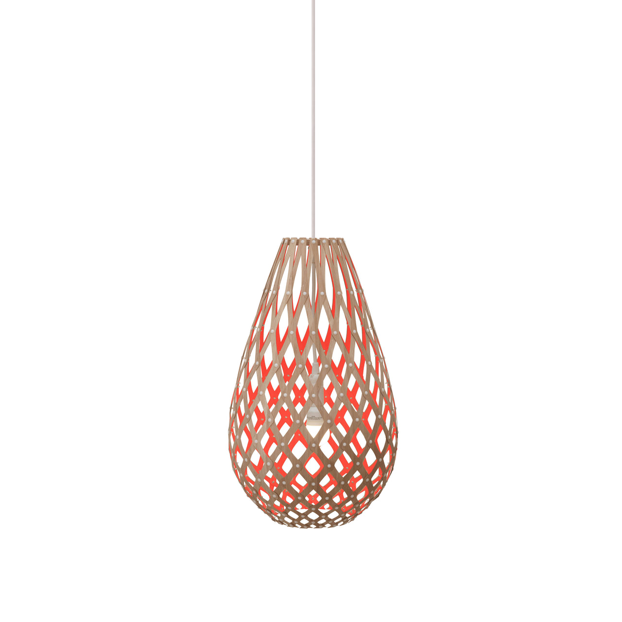 Kōura Pendant Light: Small + Bamboo + Red + White