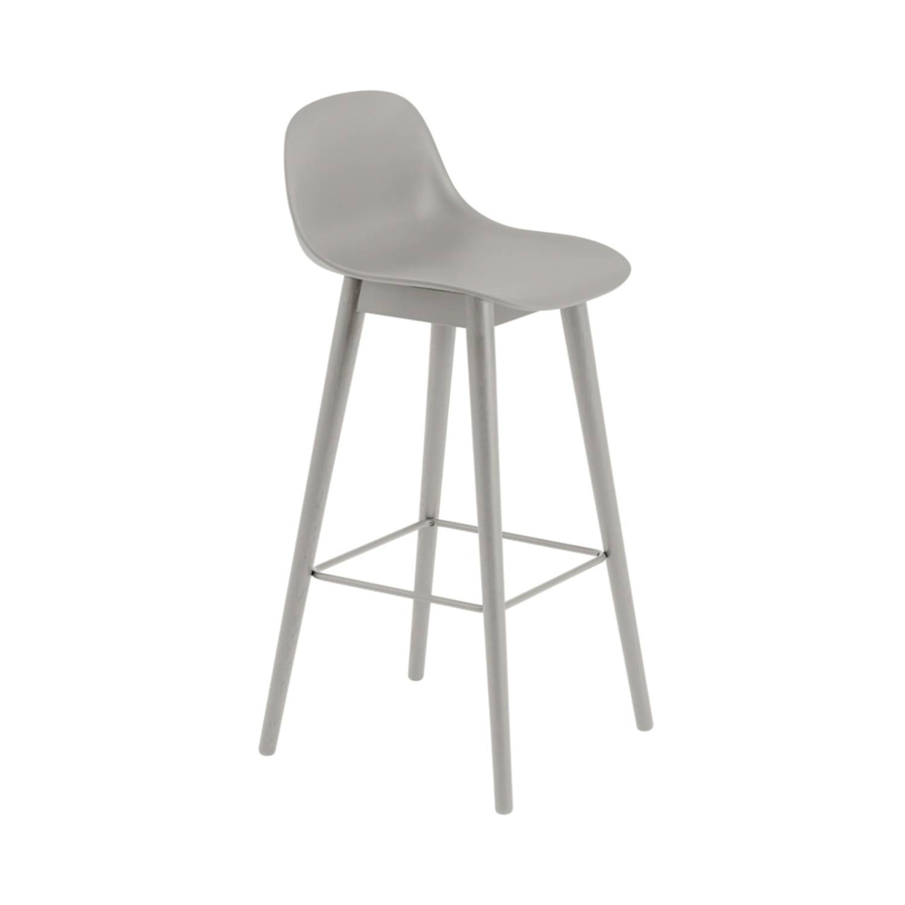 Fiber Bar + Counter Stool with Backrest: Wood Base + Bar + Grey