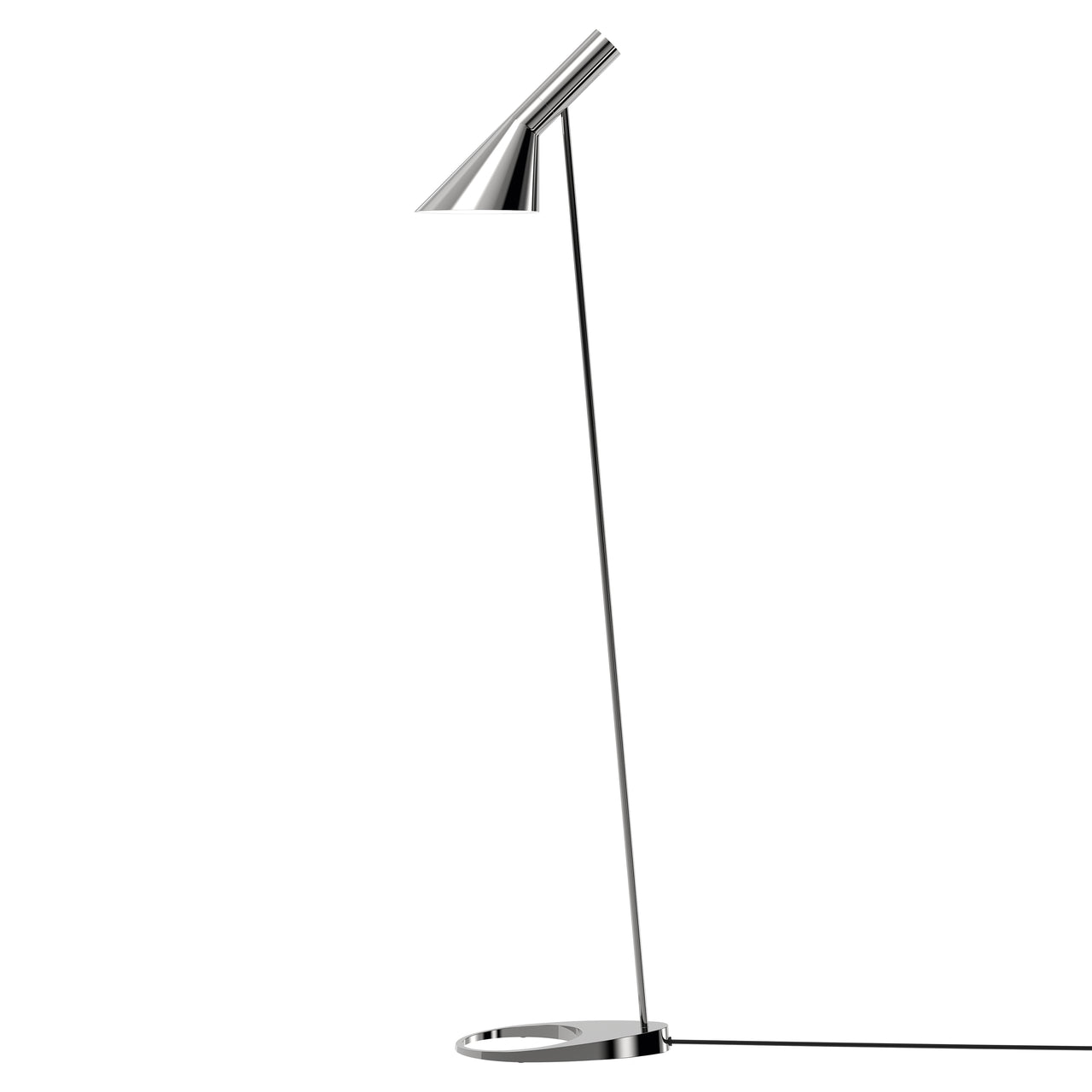 AJ Floor Lamp: Polished Stainless Steel + Black