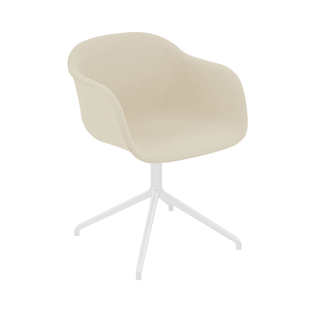 Fiber Armchair: Swivel Base with Return + Recycled Shell + Upholstered + White