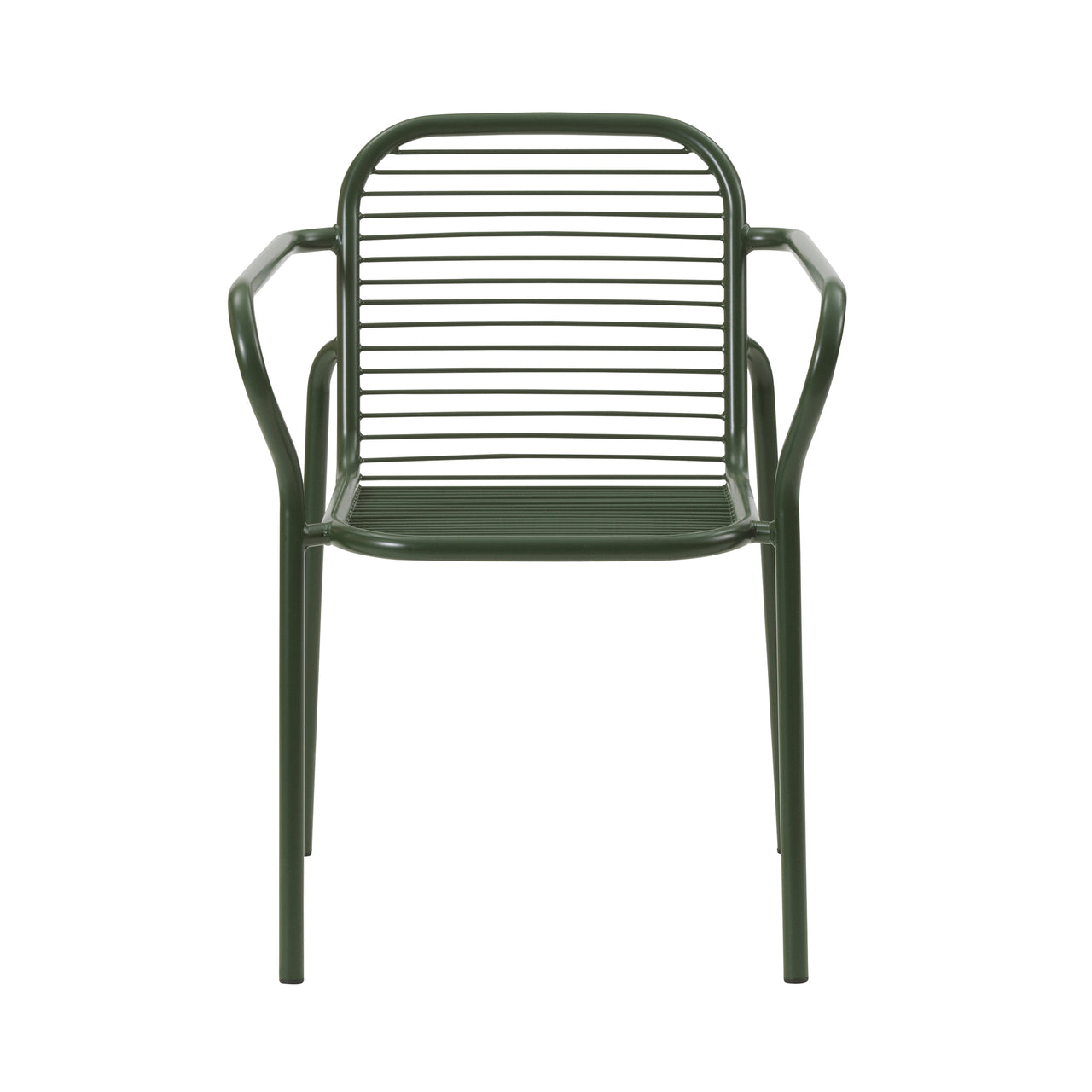 Vig Stacking Armchair: Steel + Dark Green