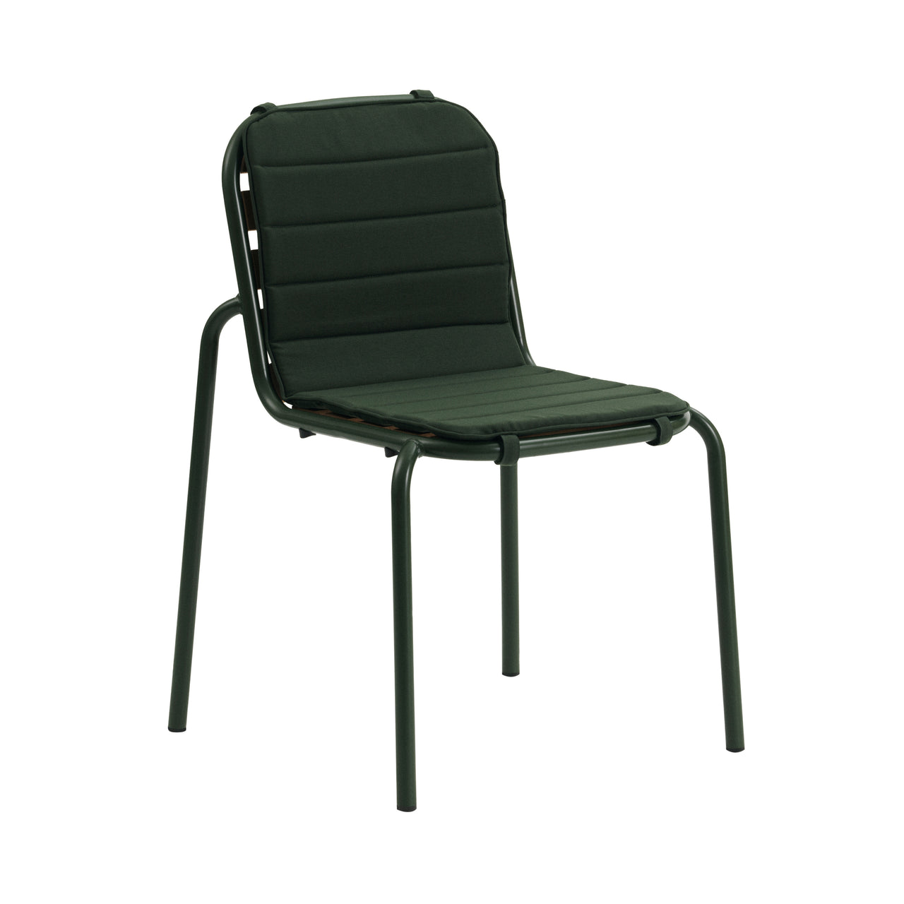 Vig Stacking Chair: Steel + Dark Green + With Green Cushion