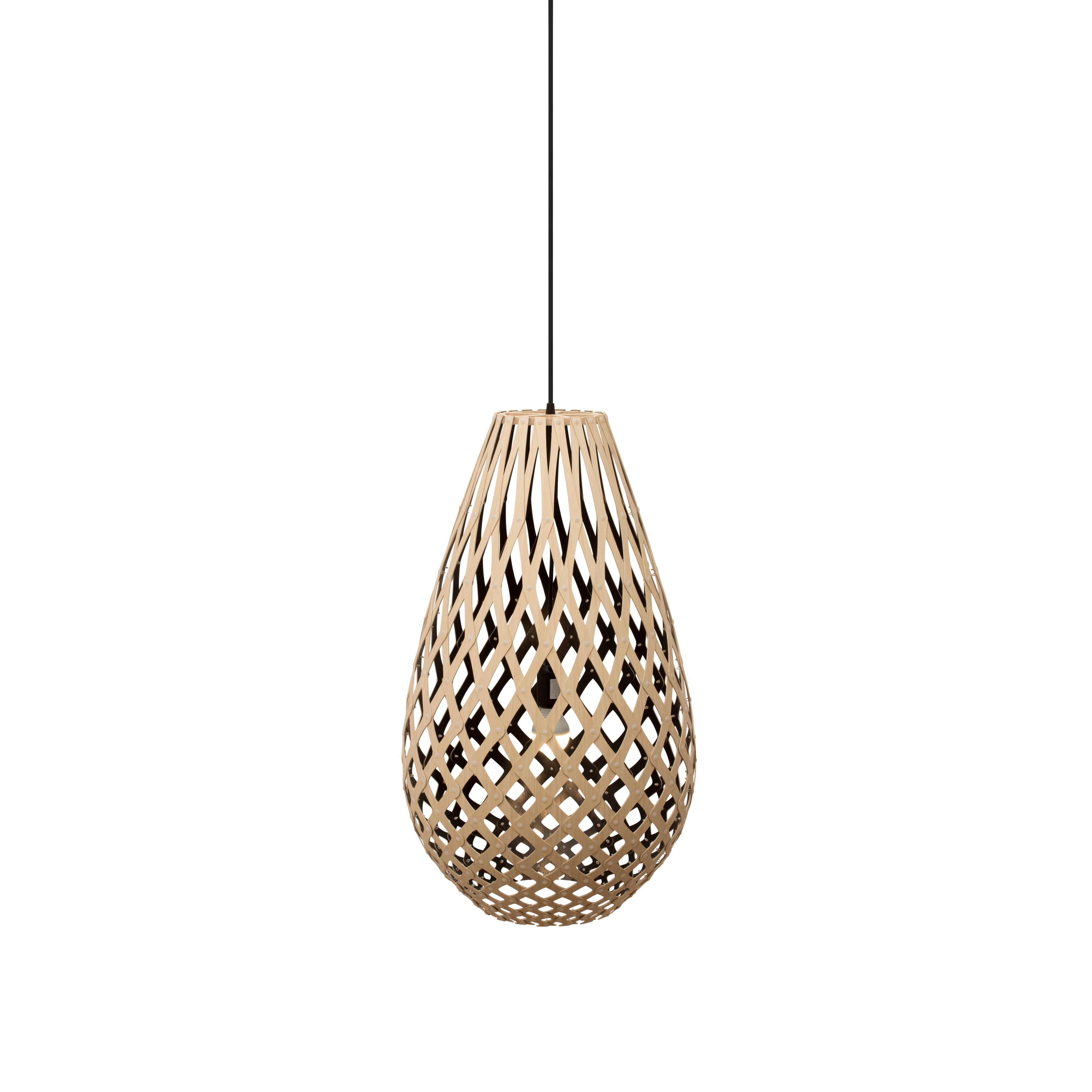 Kōura Pendant Light: Small + Bamboo + Black + Black