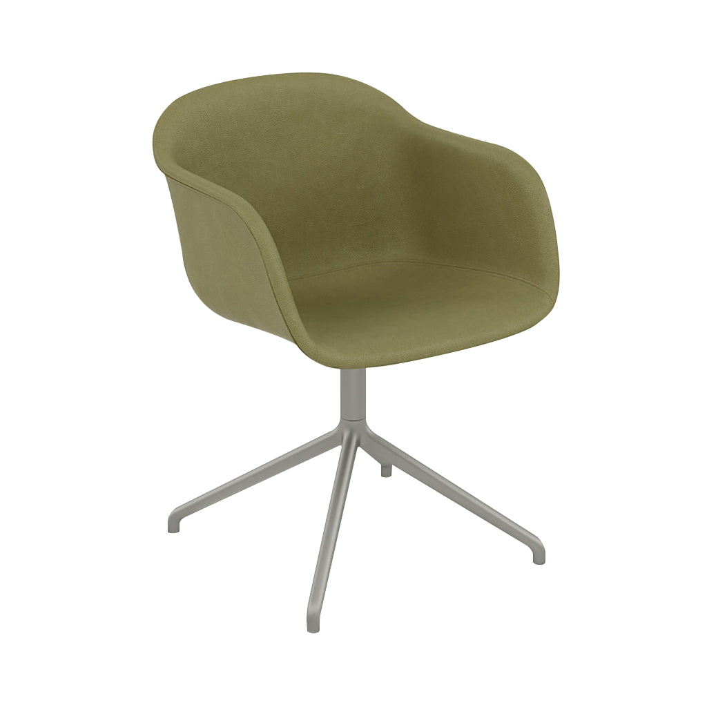 Fiber Armchair: Swivel Base with Return + Recycled Shell + Upholstered + Grey