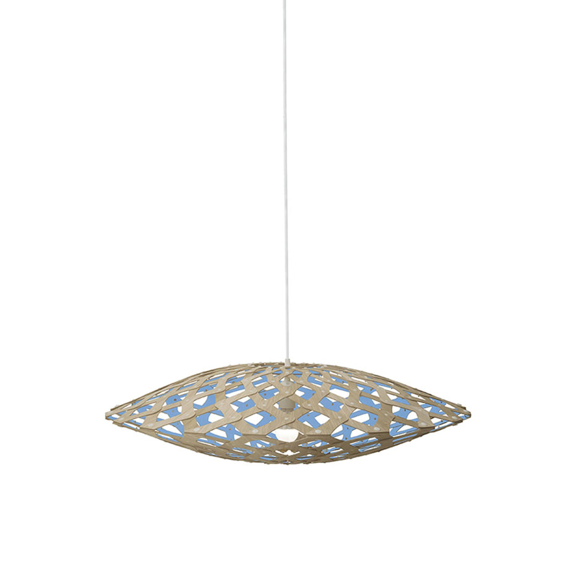 Flax Pendant Light: Small + Bamboo + Blue + White