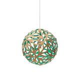 Floral Pendant Light: Medium + Bamboo + Aqua + White