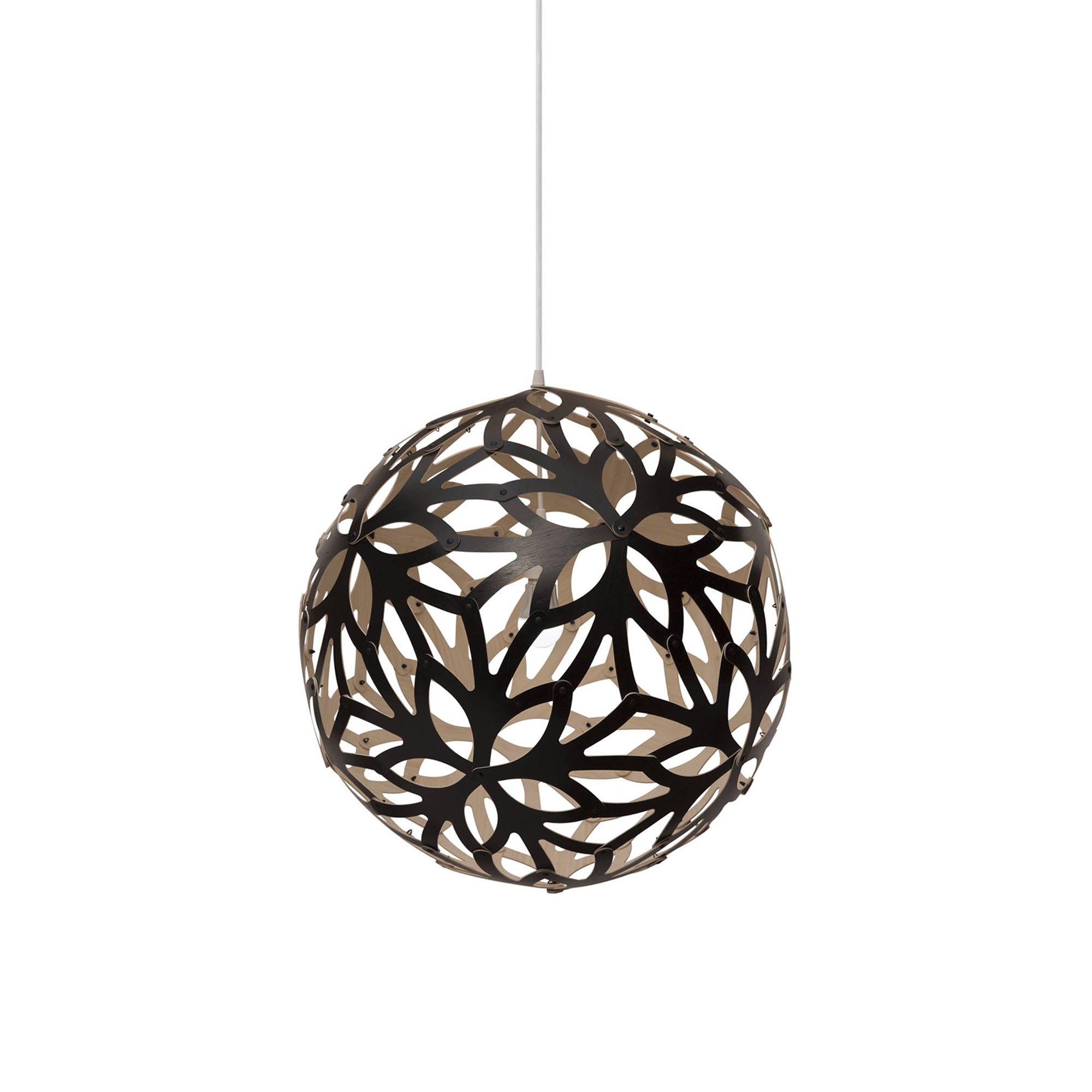 Floral Pendant Light: Medium + Black + Bamboo + White