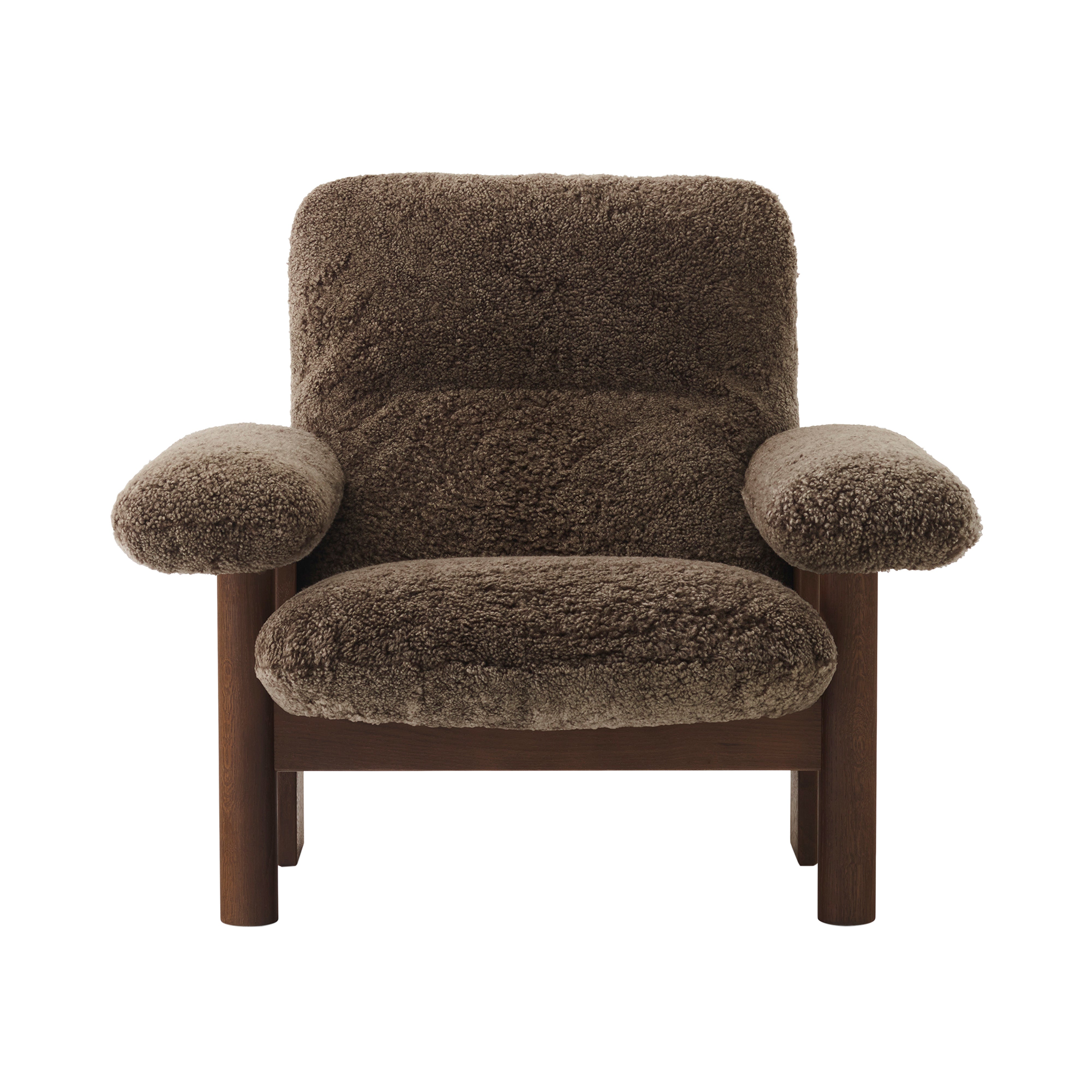 Brasília Lounge Chair: Upholstered + Walnut + Sheepskin Root