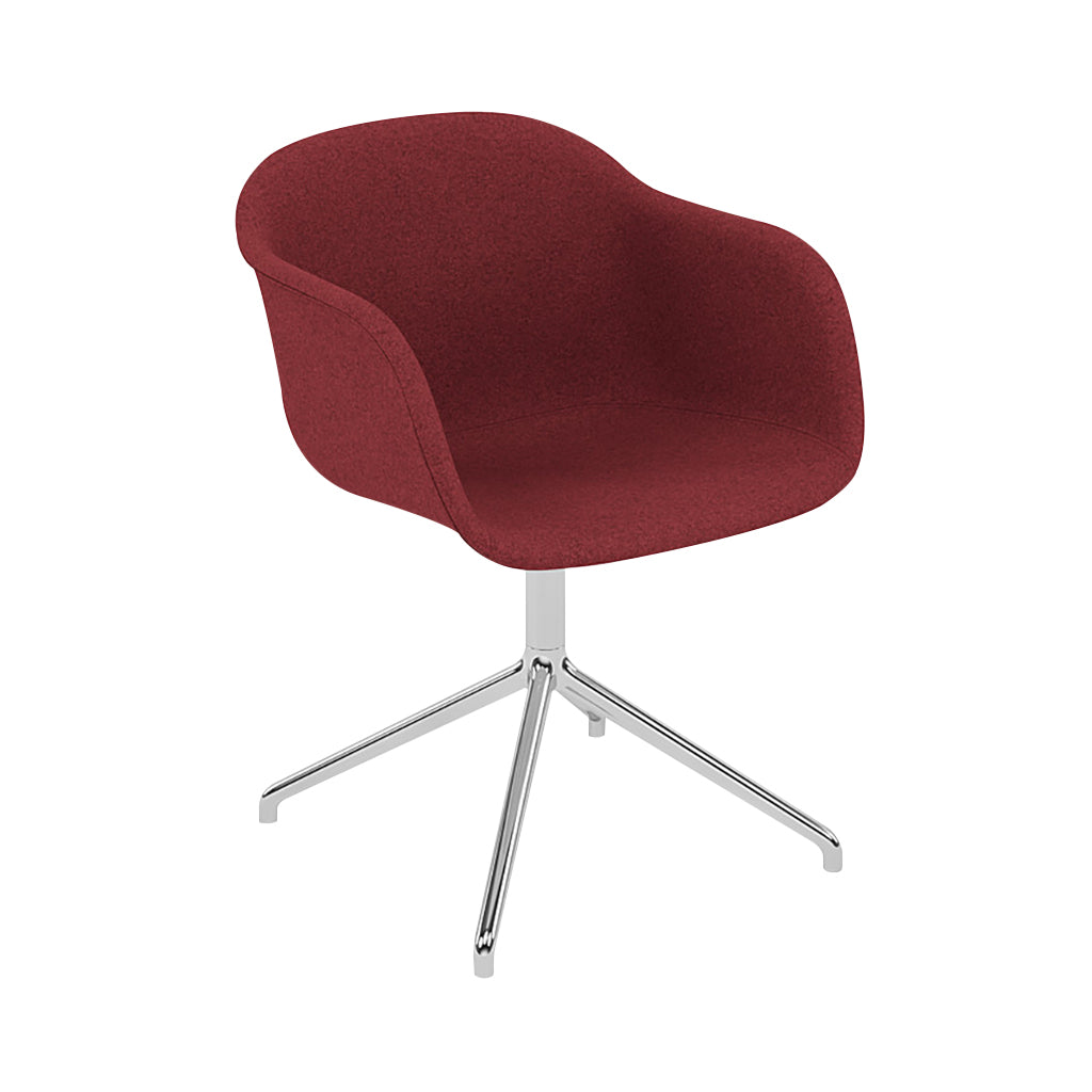 Fiber Armchair: Swivel Base with Return + Recycled Shell + Upholstered + Polished Aluminum