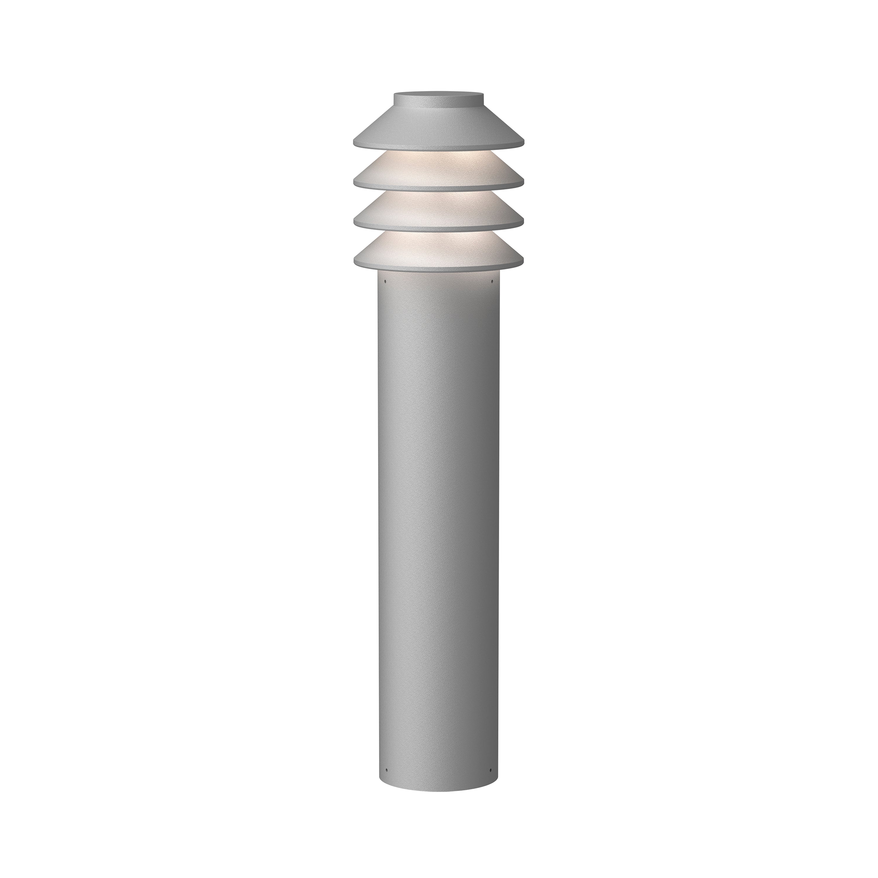 Bysted Garden Bollard Lamp: Long + Natural Painted Aluminum + Base without Adaptor