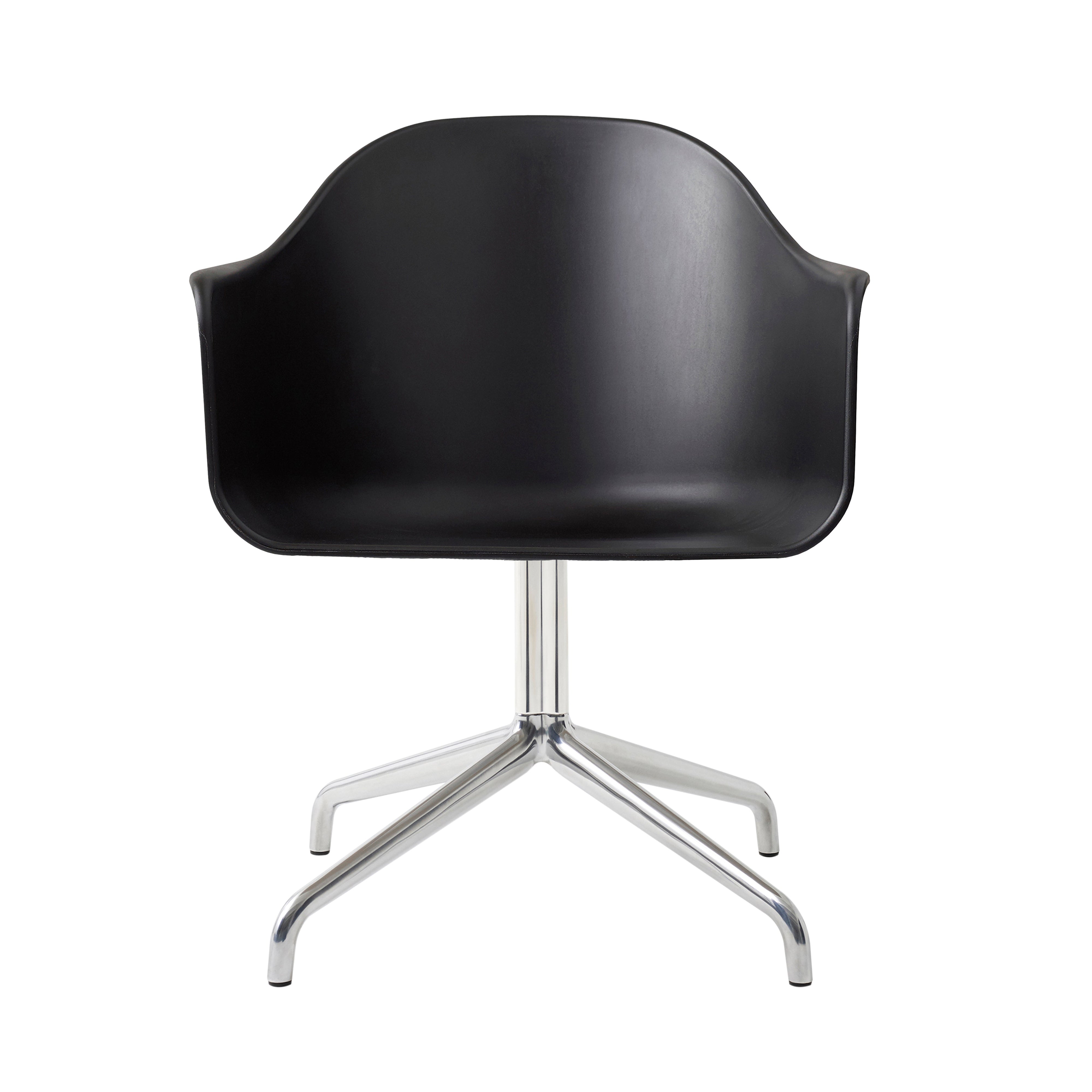 Harbour Dining Chair: Star Base + Return + Polished Aluminum + Black