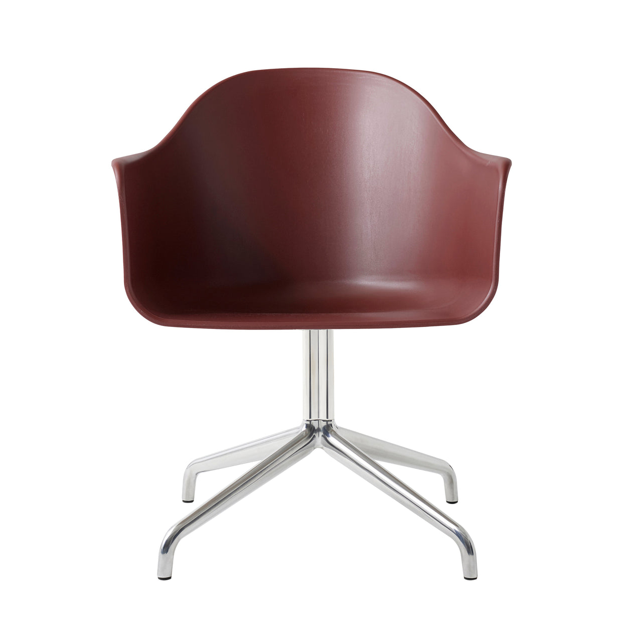 Harbour Dining Chair: Star Base + Return + Polished Aluminum + Burned Red