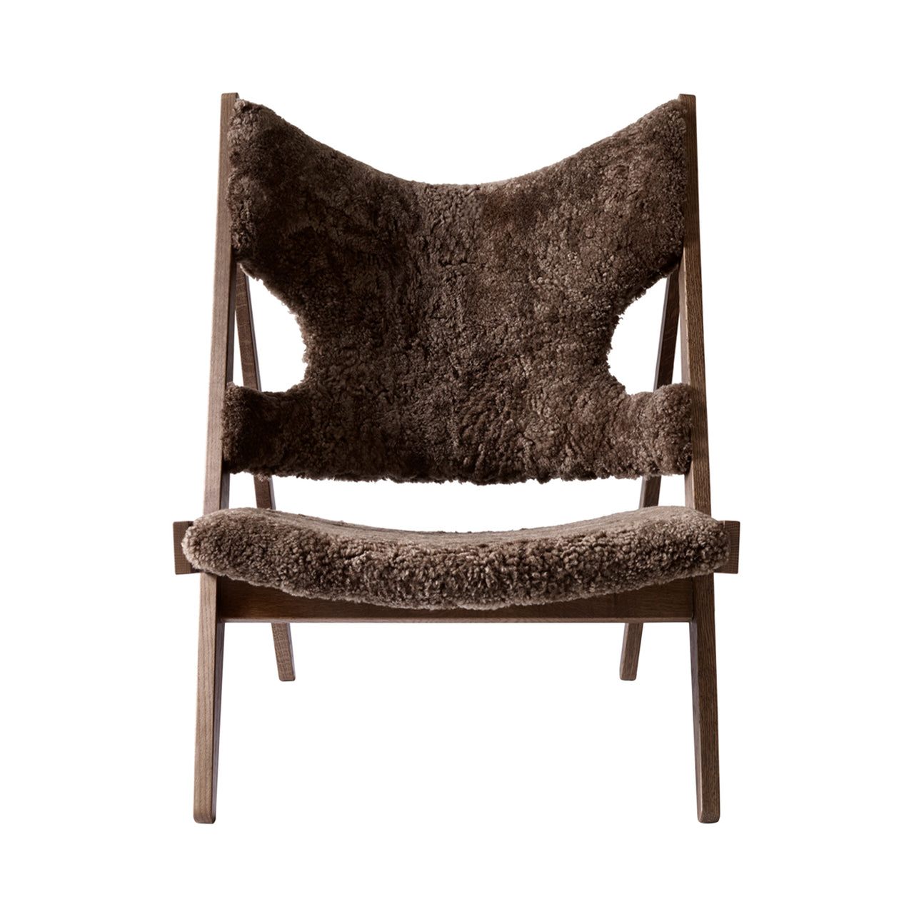 Knitting Lounge Chair: Dark Stained Oak + Sheepskin Root