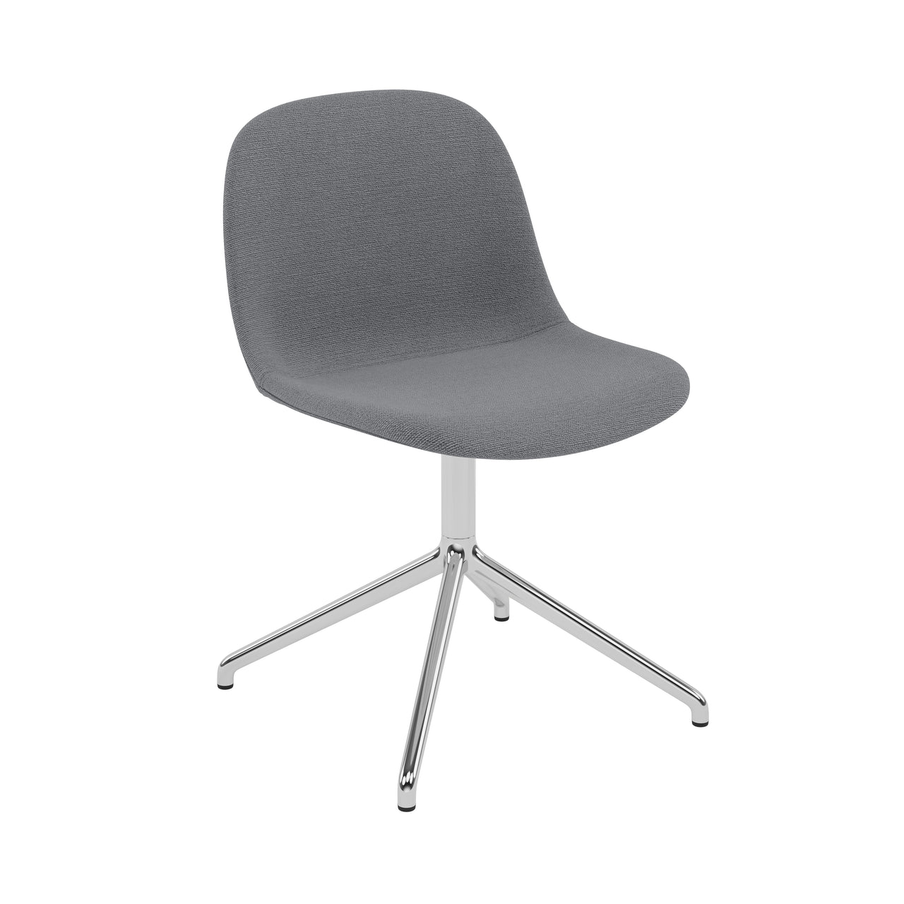 Fiber Side Chair: Swivel Base + Recycled Shell + Upholstered + Polished Aluminum