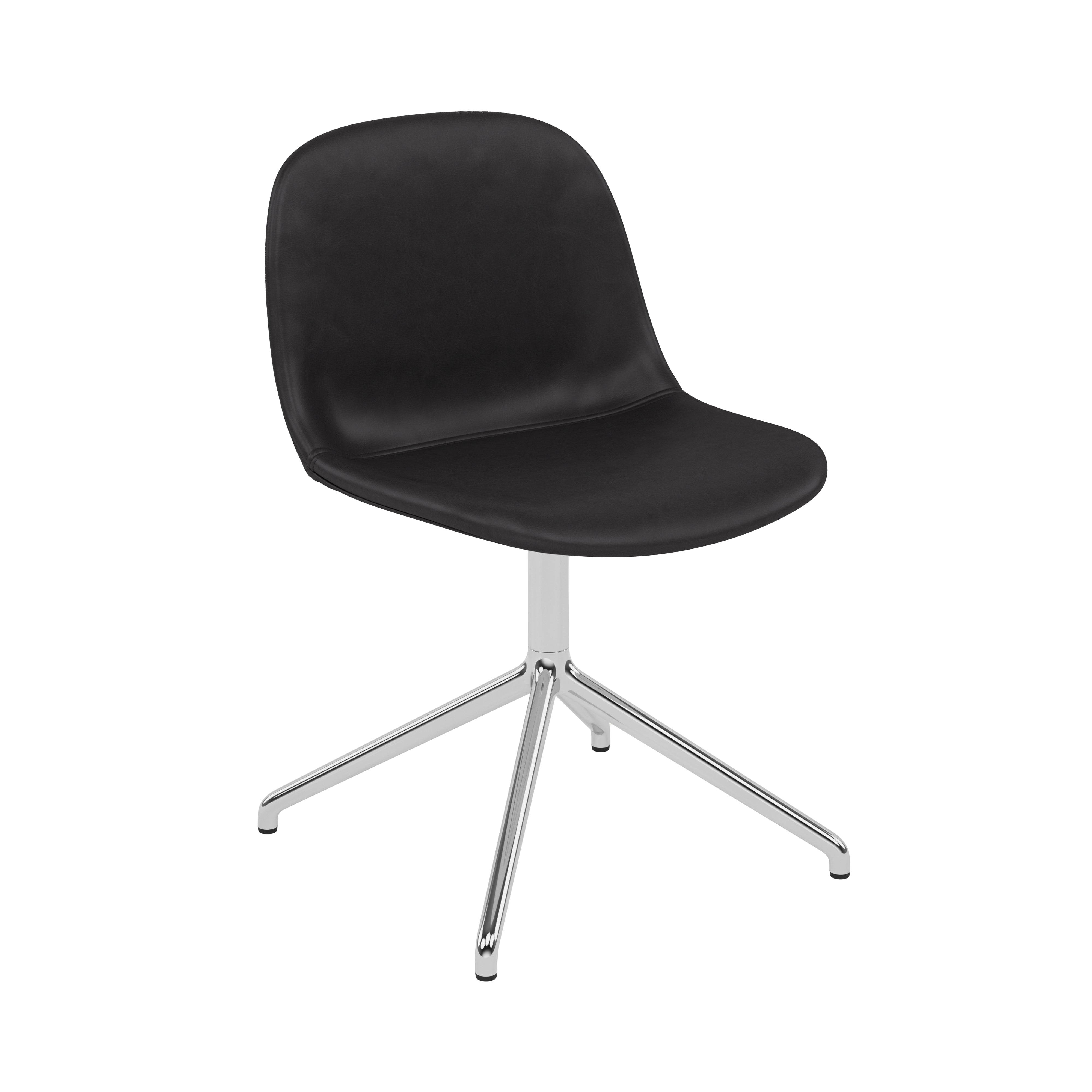 Fiber Side Chair: Swivel Base with Return + Recycled Shell + Upholstered + Polished Aluminum