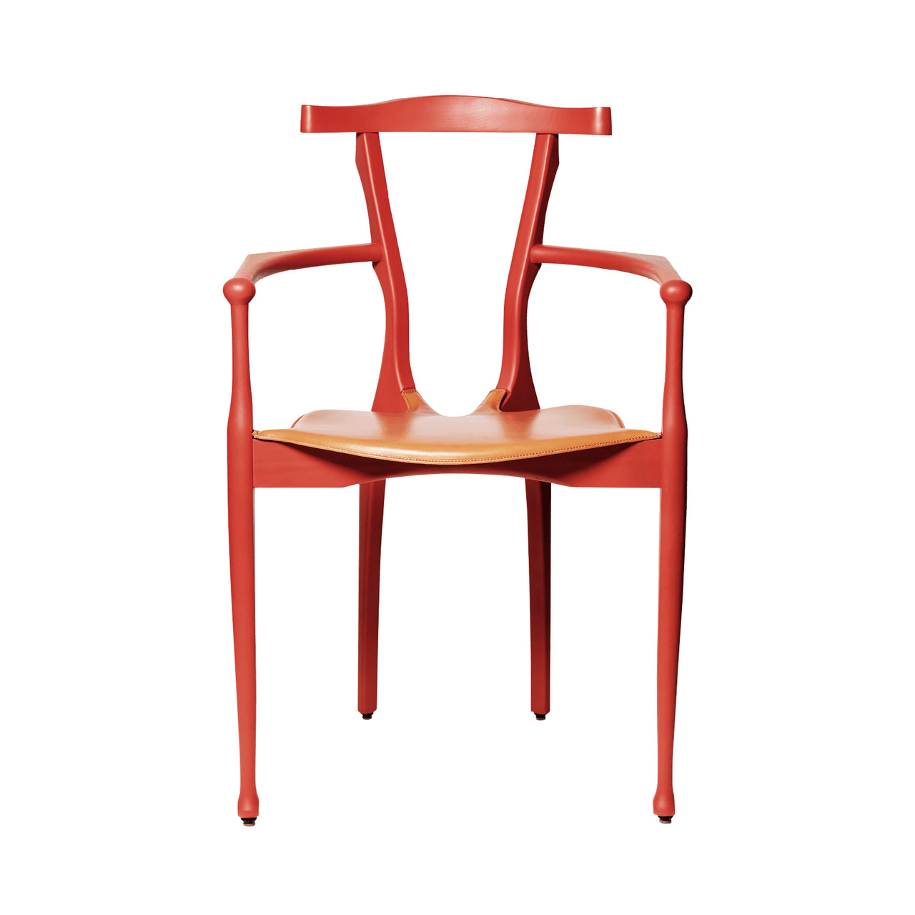 Gaulino Stackable Chair: Coral Red Lacquered Ash + Toasted