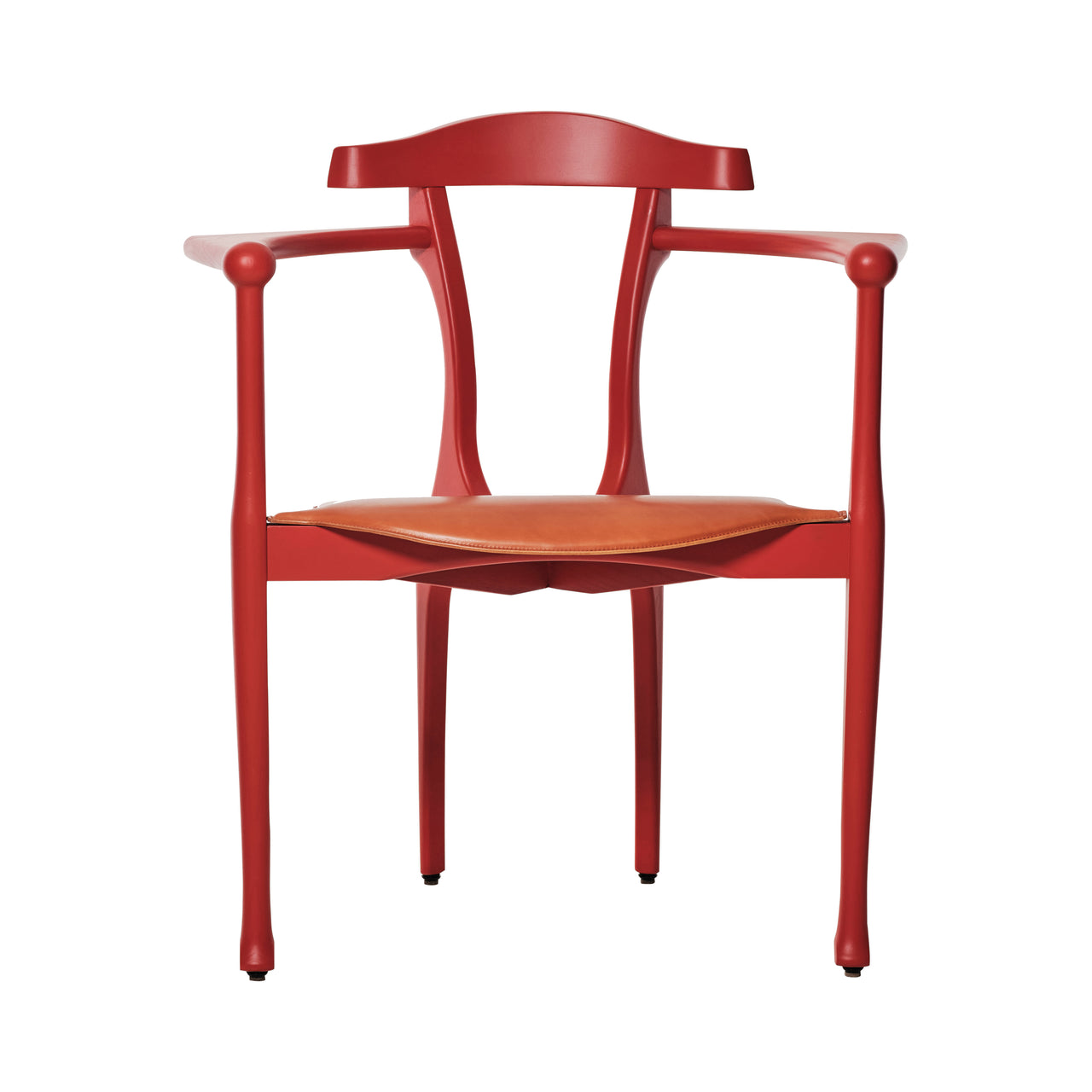 Gaulino Easy Chair: Coral Red Lacquered Ash + Toasted