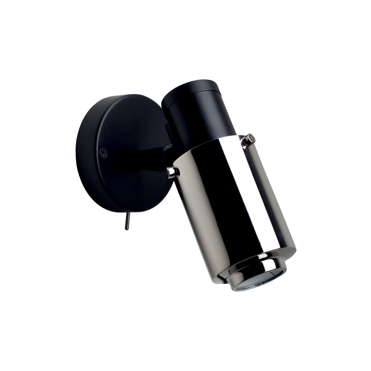 Biny Spot Wall Lamp: Black + Nickel + With Switch