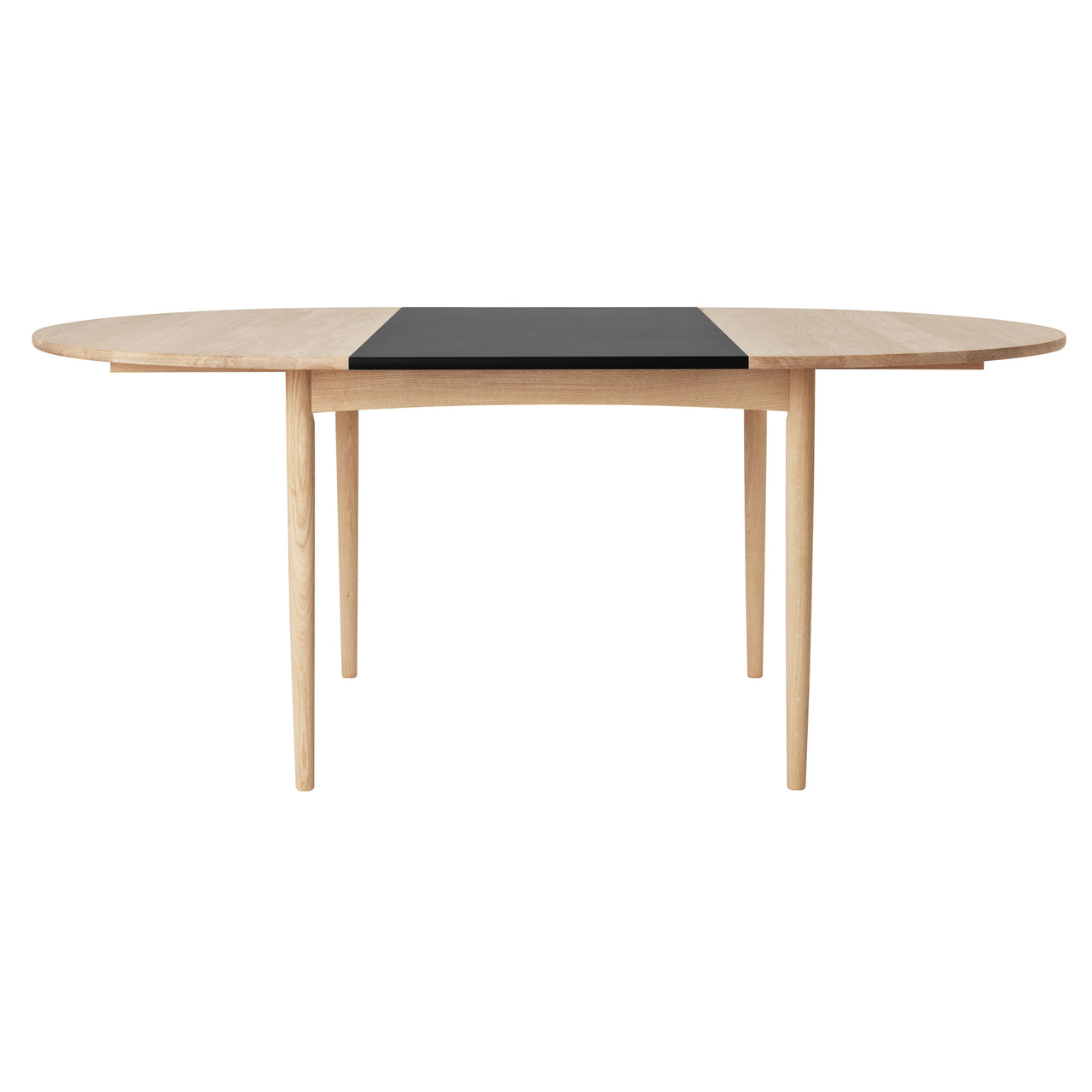 BM0121 Extendable Table: Soaped Oak + With Leaf - Black