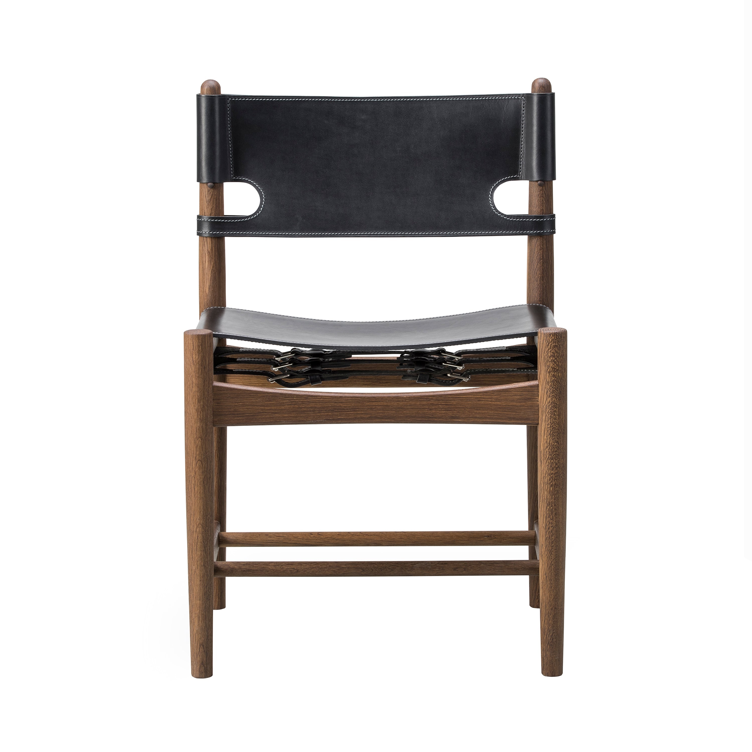 The Spanish Dining Chair: Without Arm + Smoked Oiled oak + Black