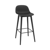 Fiber Bar + Counter Stool with Backrest: Wood Base + Bar + Anthracite Black + Black