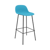 Fiber Bar Stool with Backrest: Tube Base + Upholstered + Black