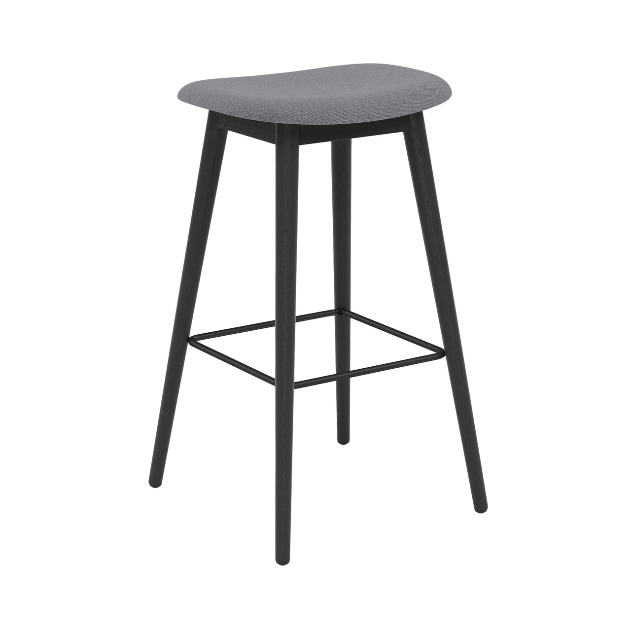 Fiber Bar + Counter Stool: Wood Base + Upholstered + Bar + Black