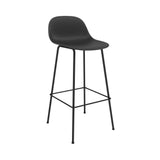 Fiber Bar + Counter Stool with Backrest: Tube Base + Bar + Black