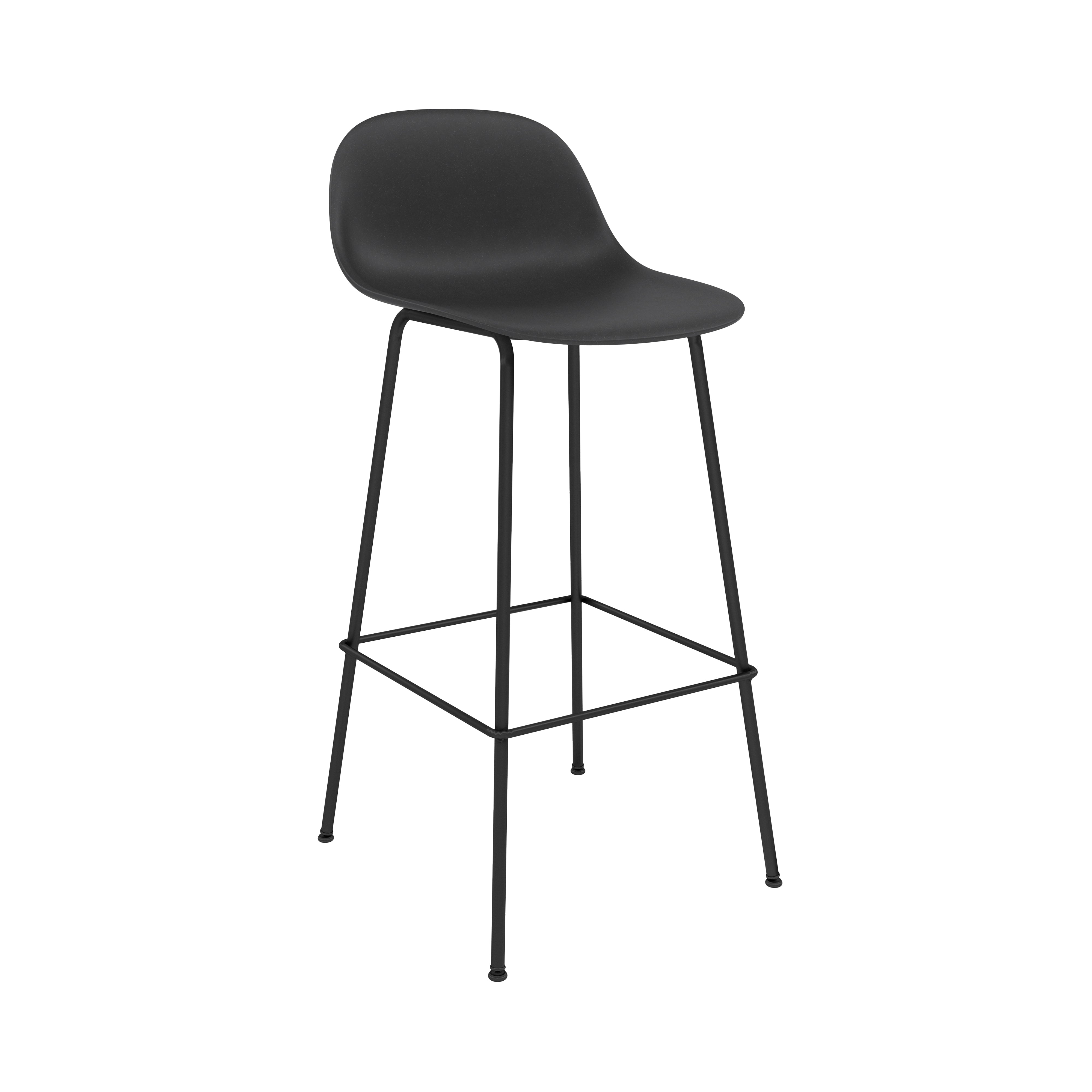 Fiber Bar + Counter Stool with Backrest: Tube Base + Bar + Anthracite Black + Black