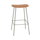 Fiber Bar + Counter Stool: Tube Base + Upholstered + Bar + Dusty Green