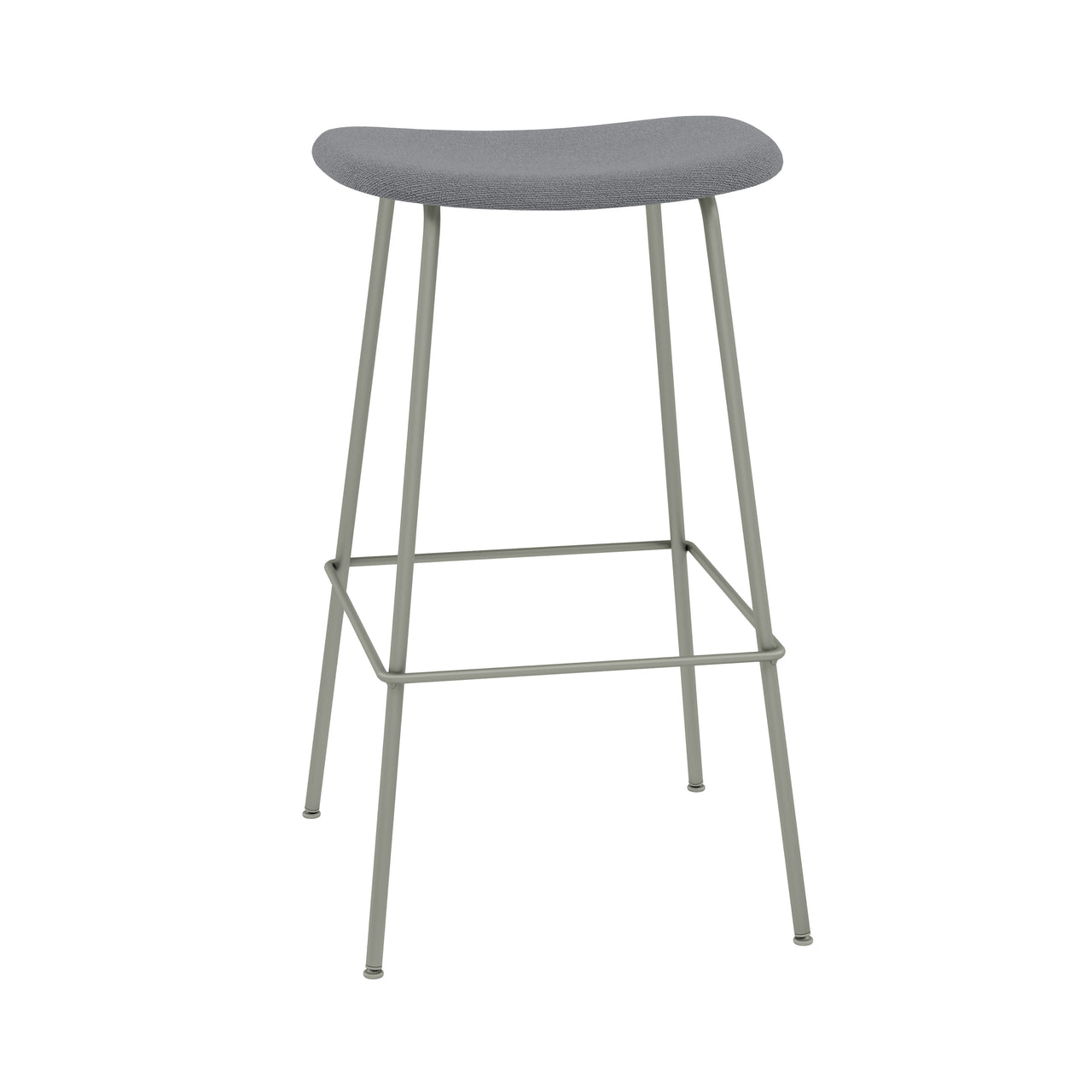 Fiber Bar + Counter Stool: Tube Base + Upholstered + Bar + Dusty Green