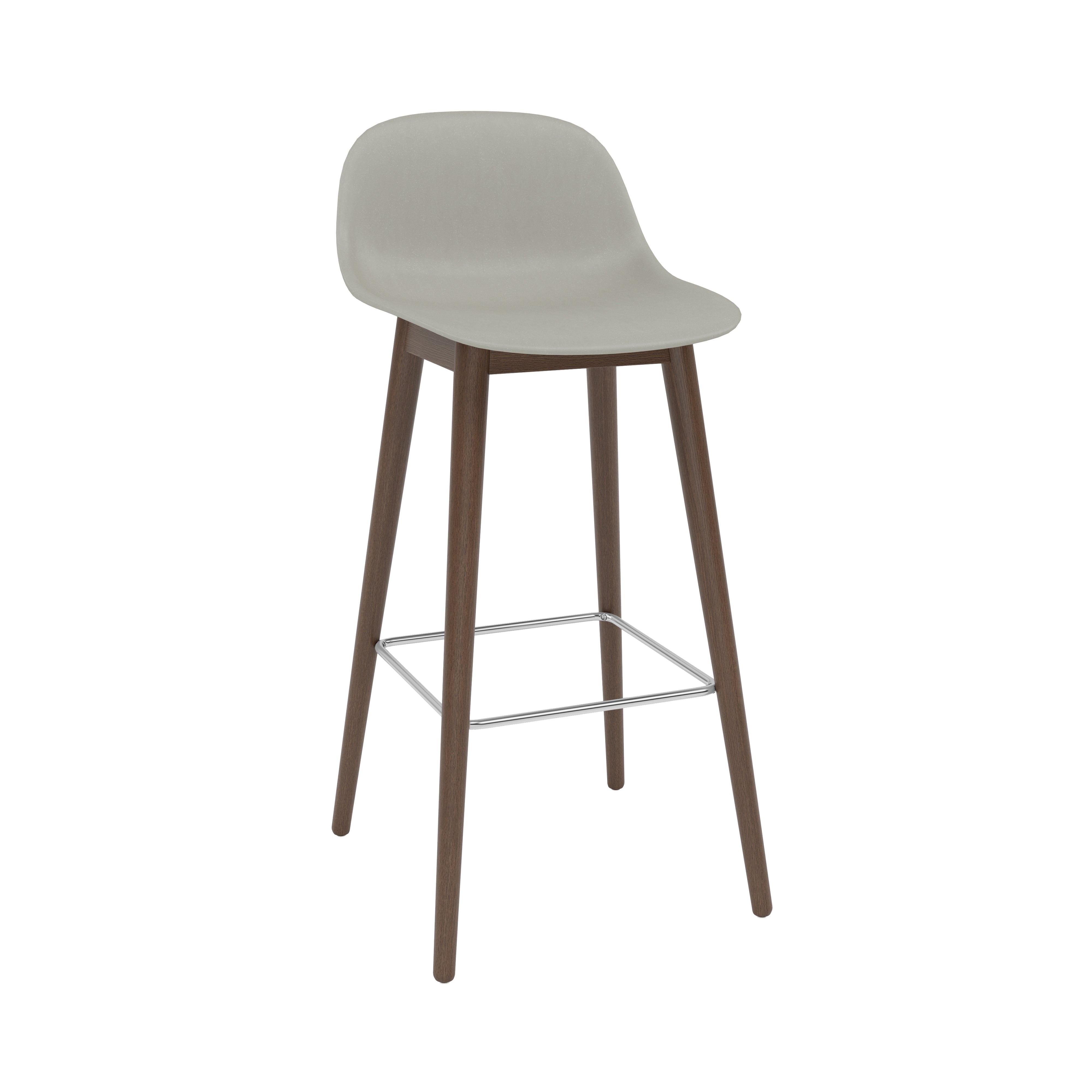 Fiber Bar + Counter Stool with Backrest: Wood Base + Bar + Stained Dark Brown + Dusty Green