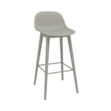 Fiber Bar + Counter Stool with Backrest: Wood Base + Bar + Grey + Grey