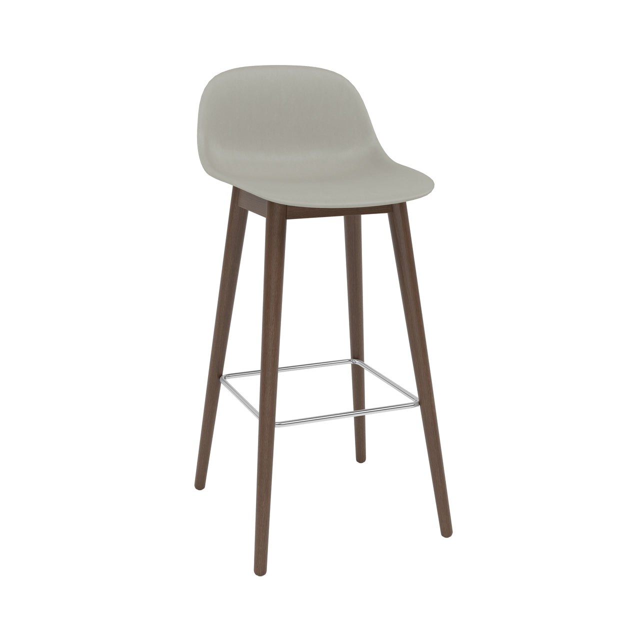 Fiber Bar + Counter Stool with Backrest: Wood Base + Bar + Stained Dark Brown + Grey