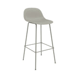 Fiber Bar + Counter Stool with Backrest: Tube Base + Bar + Grey