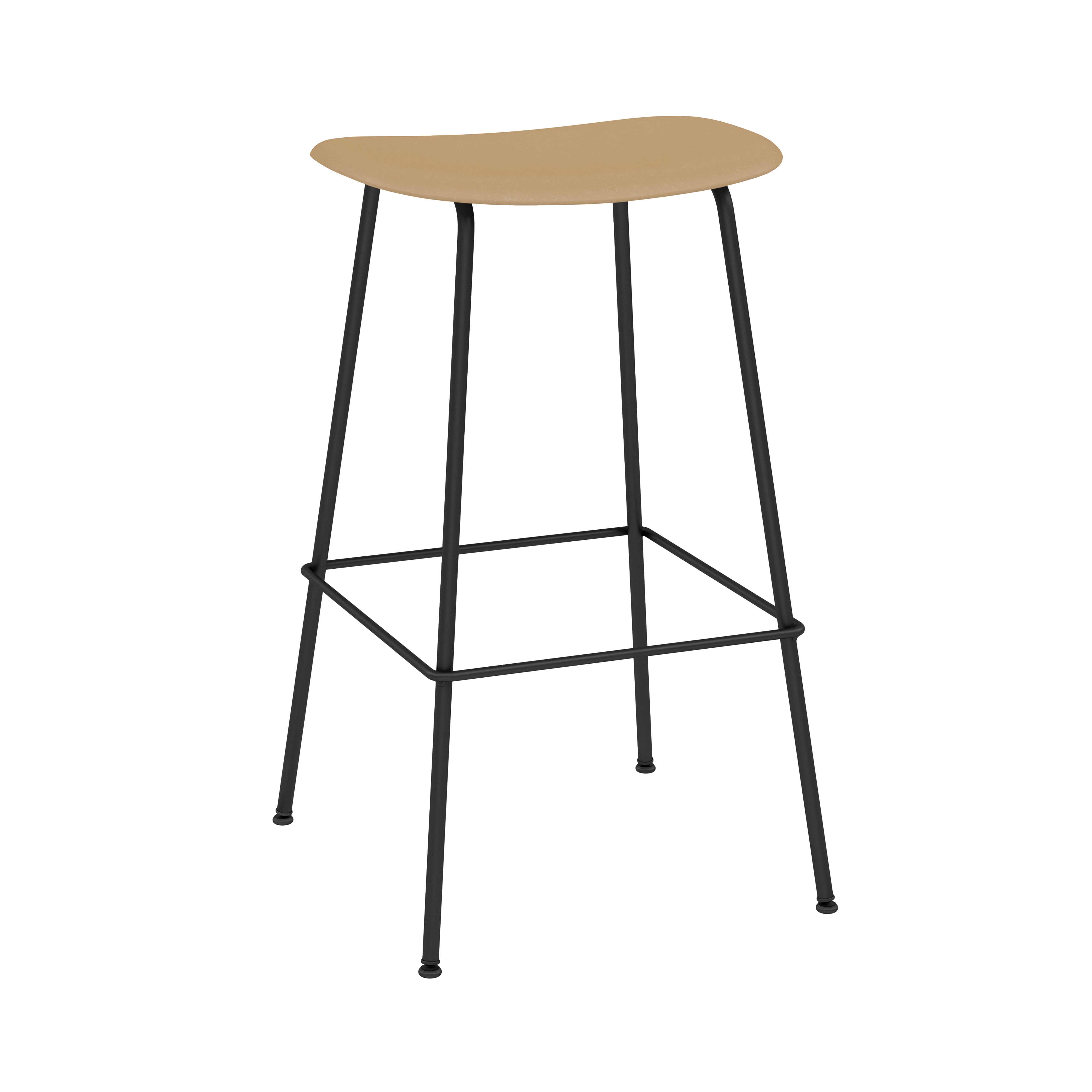 Fiber Bar + Counter Stool: Tube Base + Bar + Black + Ochre