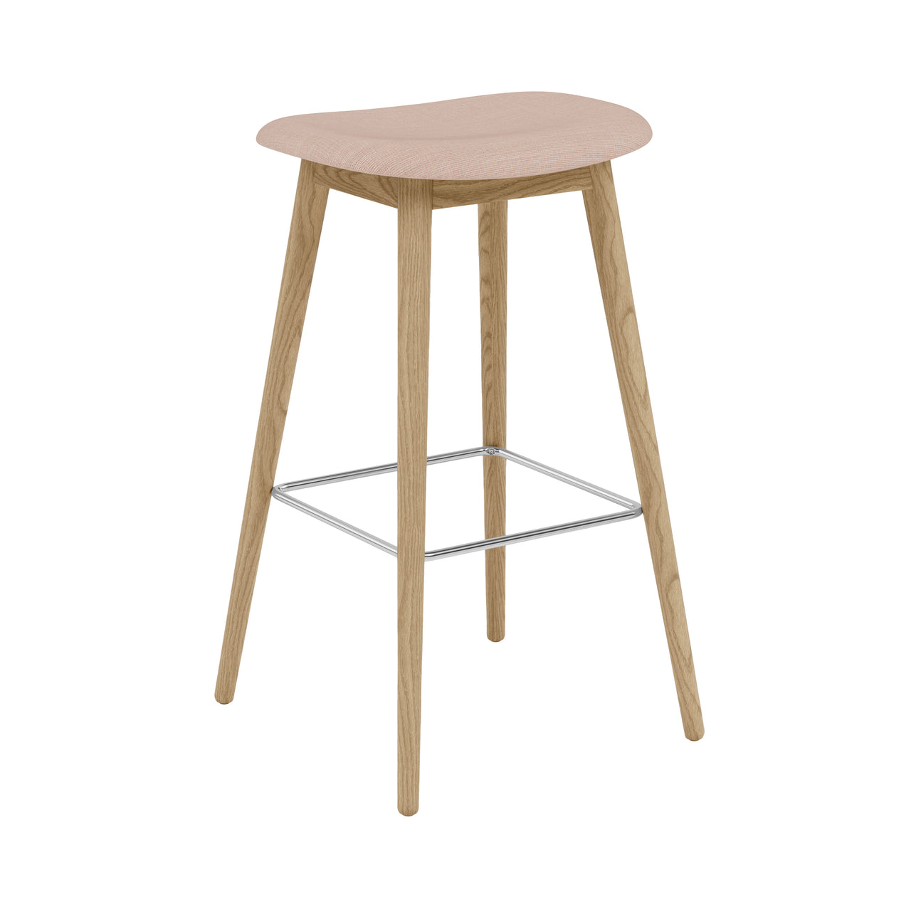 Fiber Bar + Counter Stool: Wood Base + Upholstered + Bar + Oak